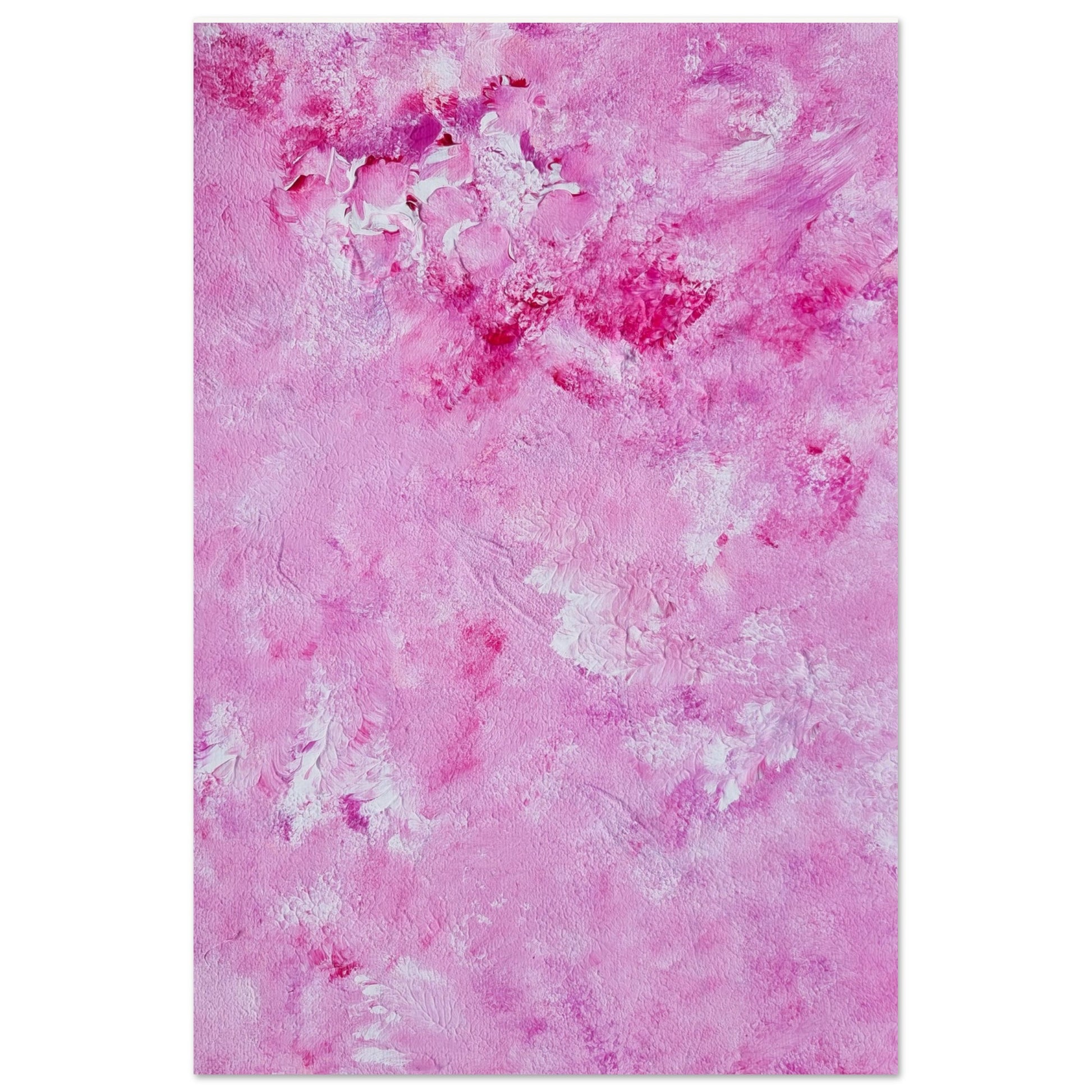 Vibrant Red and white Feel good one of one-of-a-kind colorful art poster based on original abstract art created by up-and-coming artist Scandinavian Jeanette Haga as decor for modern home on a white wall