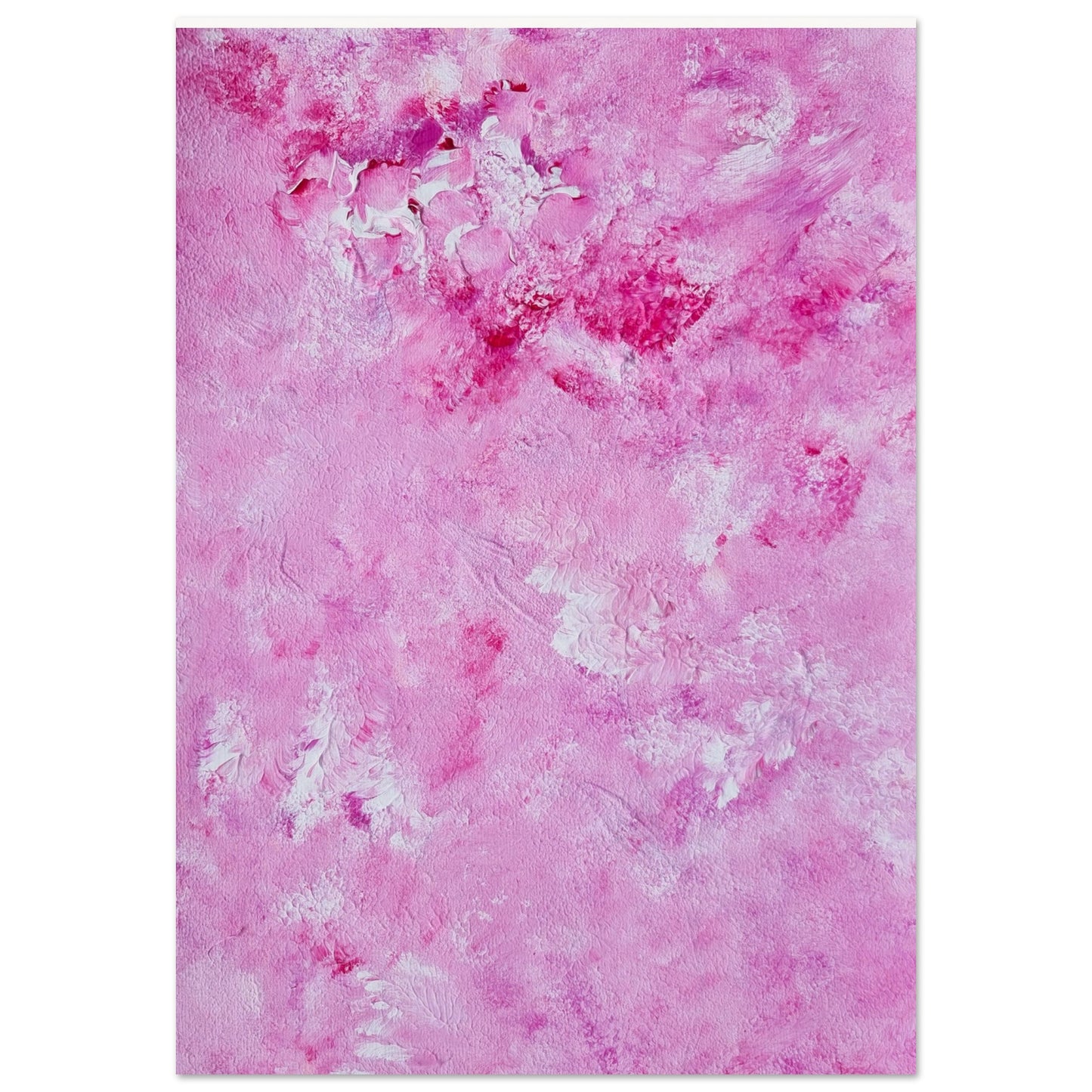 Vibrant Red and white Feel good one of one-of-a-kind colorful art poster based on original abstract art created by up-and-coming artist Scandinavian Jeanette Haga as decor for modern home on a white wall