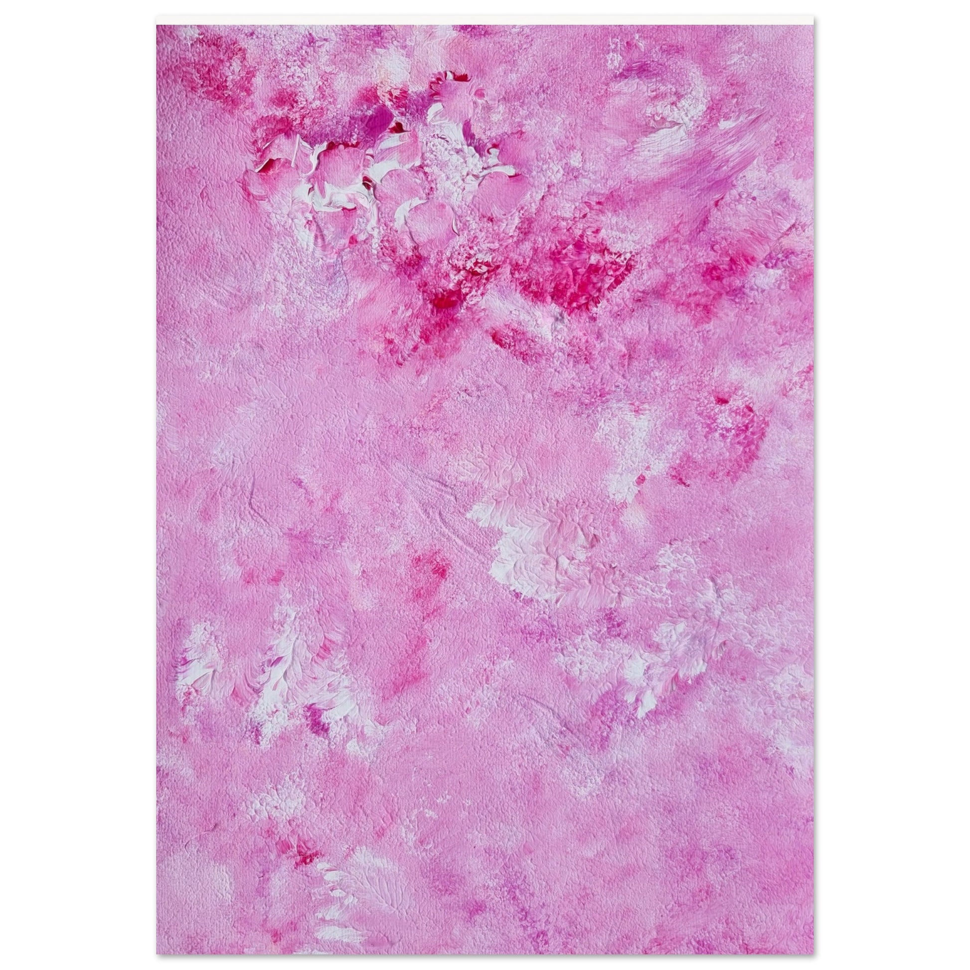 Vibrant Red and white Feel good one of one-of-a-kind colorful art poster based on original abstract art created by up-and-coming artist Scandinavian Jeanette Haga as decor for modern home on a white wall