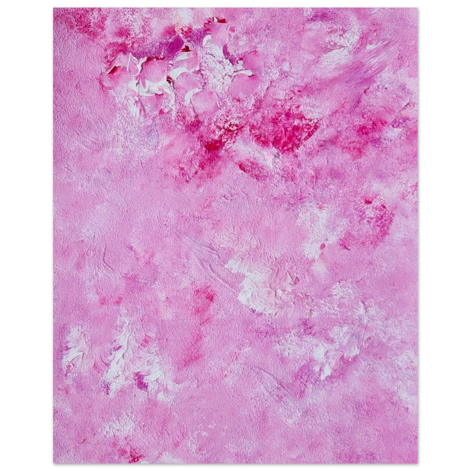 Vibrant Red and white Feel good one of one-of-a-kind colorful art poster based on original abstract art created by up-and-coming artist Scandinavian Jeanette Haga as decor for modern home on a white wall