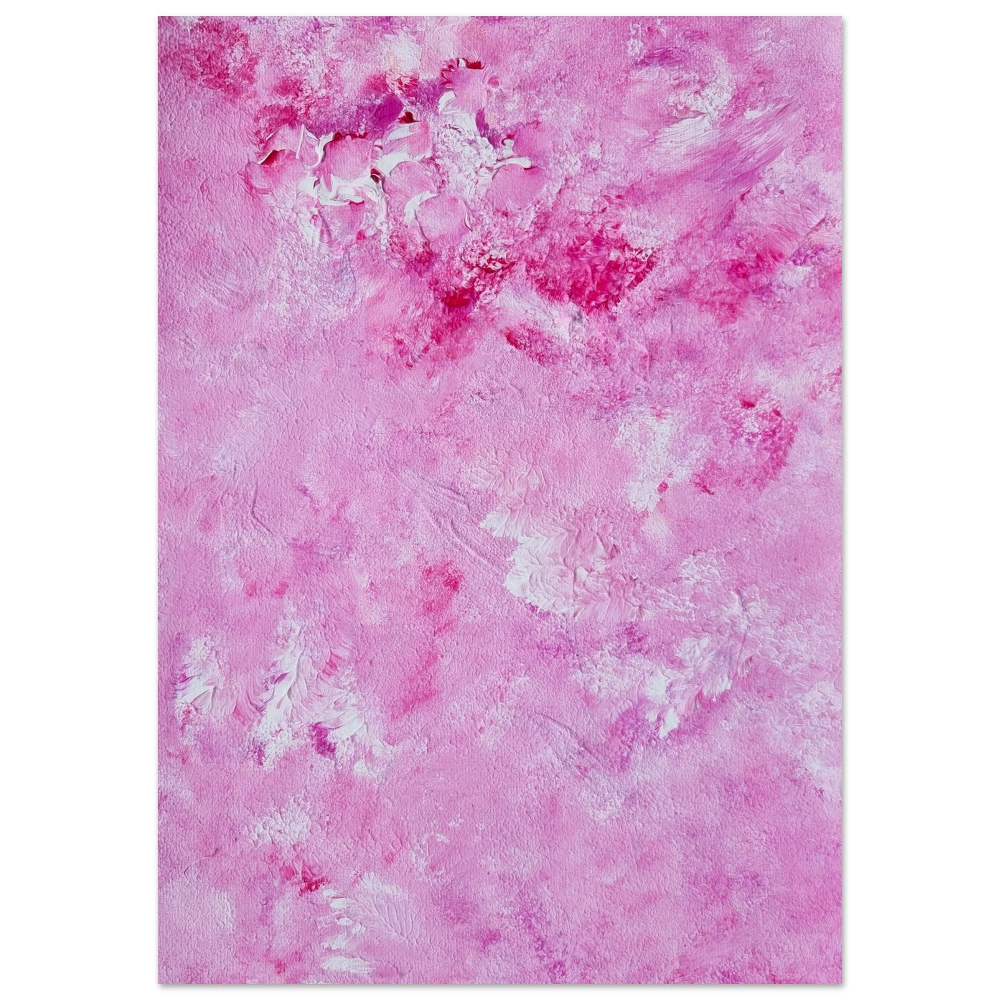 Vibrant Red and white Feel good one of one-of-a-kind colorful art poster based on original abstract art created by up-and-coming artist Scandinavian Jeanette Haga as decor for modern home on a white wall