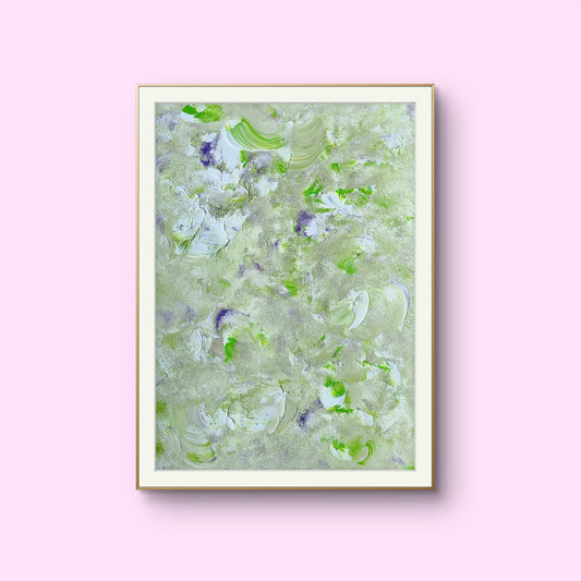 bright green, Feel good one of one-of-a-kind colorful original abstract art created by up-and-coming artist Jeanette Haga as decor for modern homes