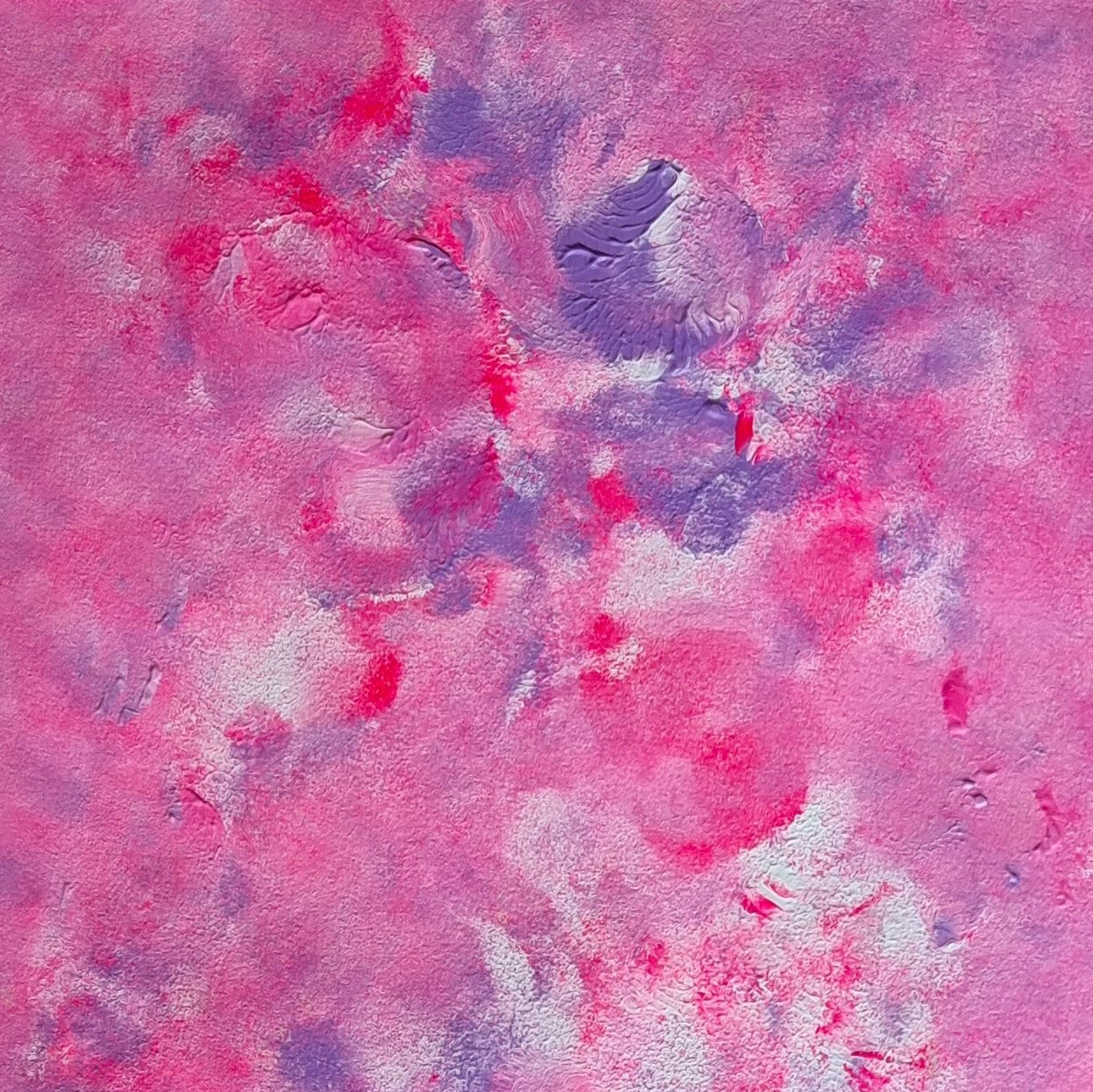 Close up of a Pink, purple and white abstract original acrylic painting by Scandinavian artist Jeanette Haga