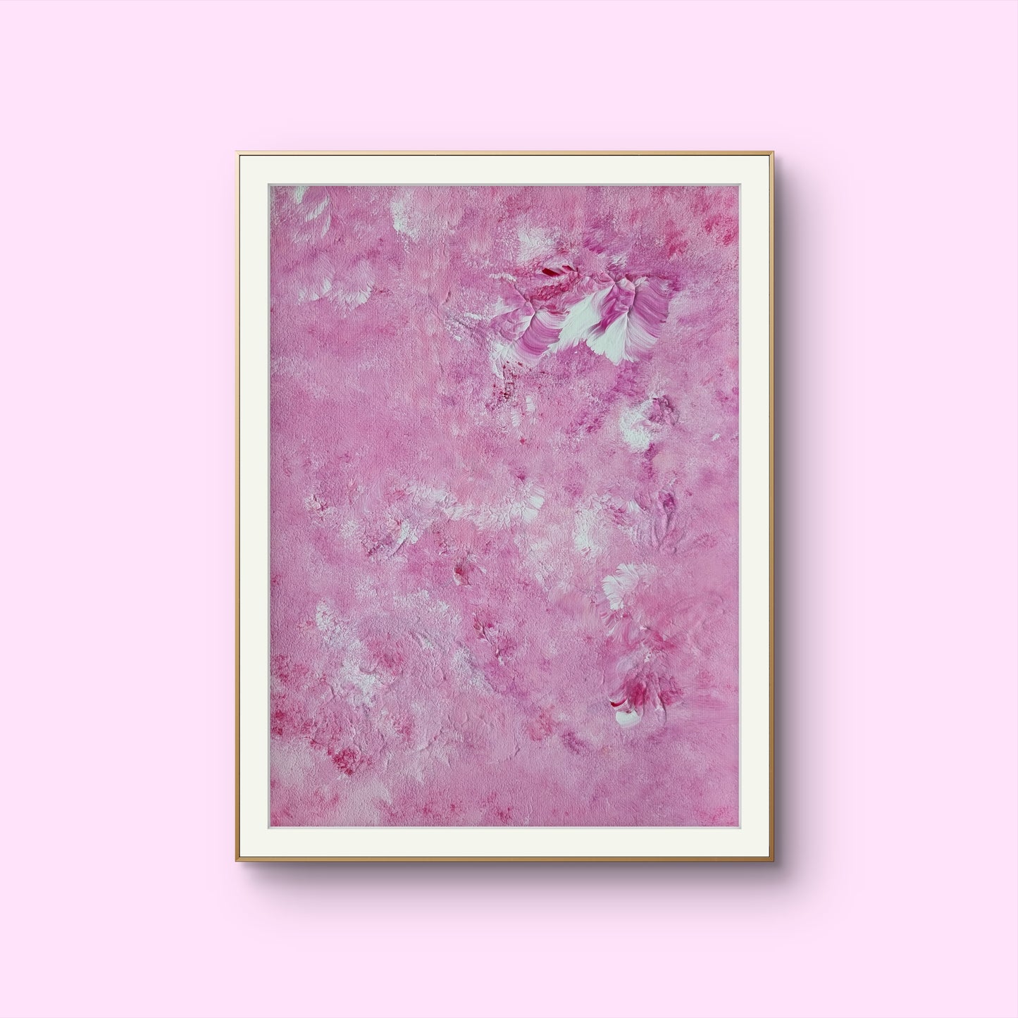 Bright red and white one-of-a-kind original acrylic feel-good Scandinavian art painted by up-and-coming artist Jeanette Haga towards a pink background
