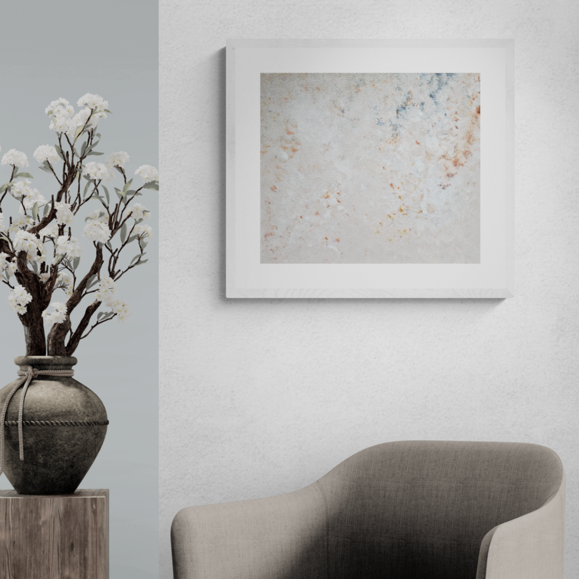 Beige, black and brown, Feel good one of one-of-a-kind colorful original abstract art created by up-and-coming artist Jeanette Haga as decor for modern homes