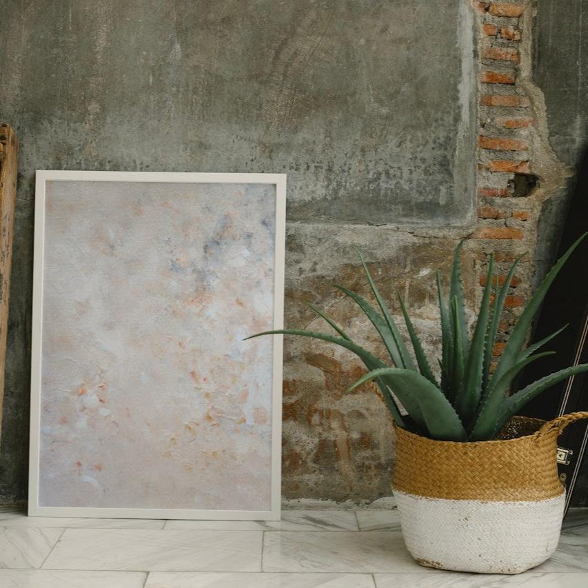 beige, brown and gold, Feel good one of one-of-a-kind colorful art poster based on original abstract art created by up-and-coming artist Jeanette Haga as decor for modern home