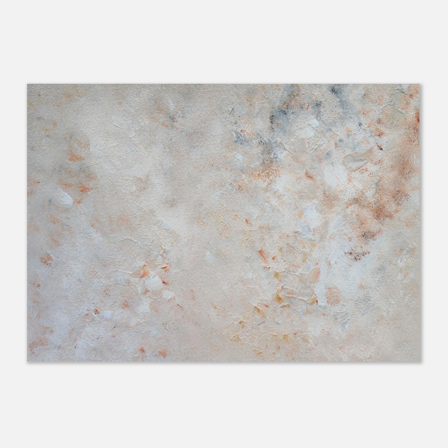 beige, brown and gold, Feel good one of one-of-a-kind colorful art poster based on original abstract art created by up-and-coming artist Jeanette Haga as decor for modern home on a white wall