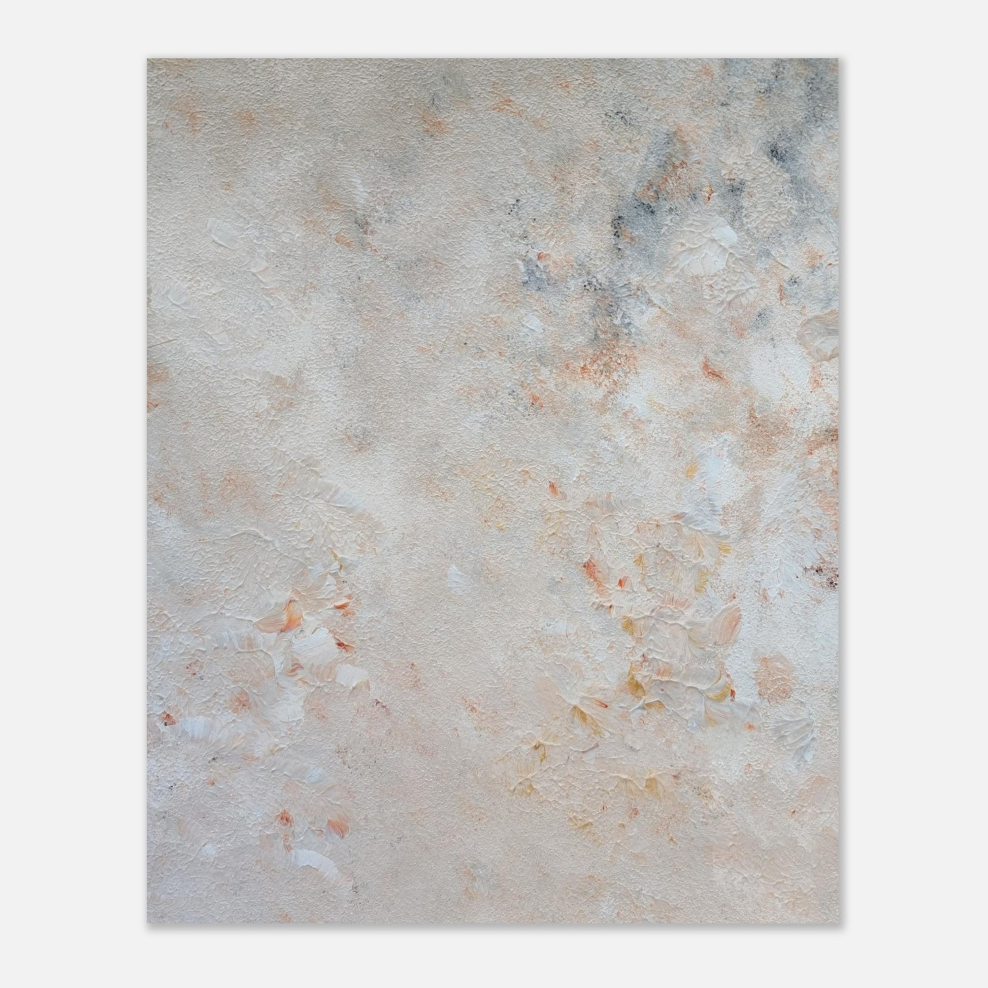 beige, brown and gold, Feel good one of one-of-a-kind colorful art poster based on original abstract art created by up-and-coming artist Jeanette Haga as decor for modern home on a white wall