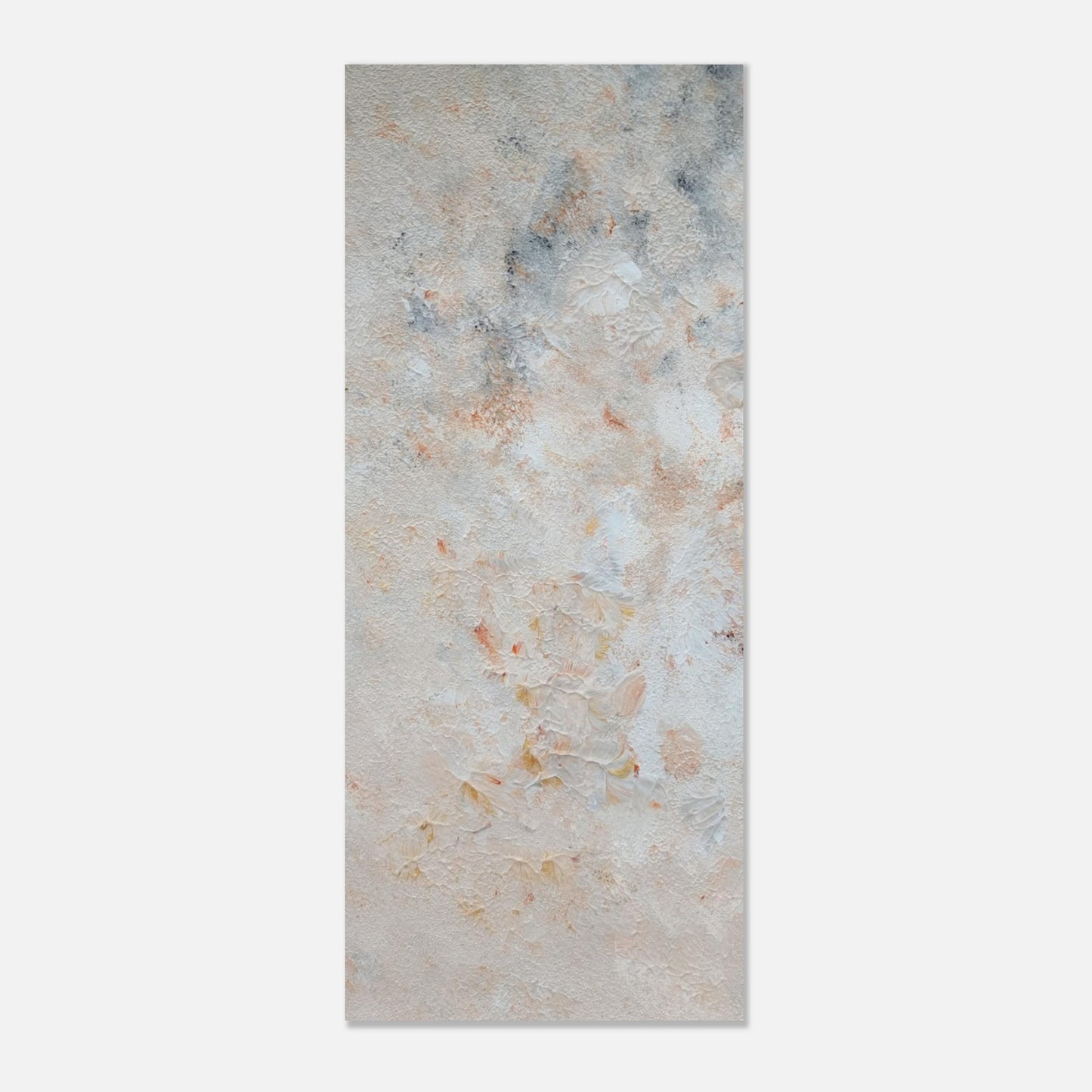 beige, brown and gold, Feel good one of one-of-a-kind colorful art poster based on original abstract art created by up-and-coming artist Jeanette Haga as decor for modern home on a white wall