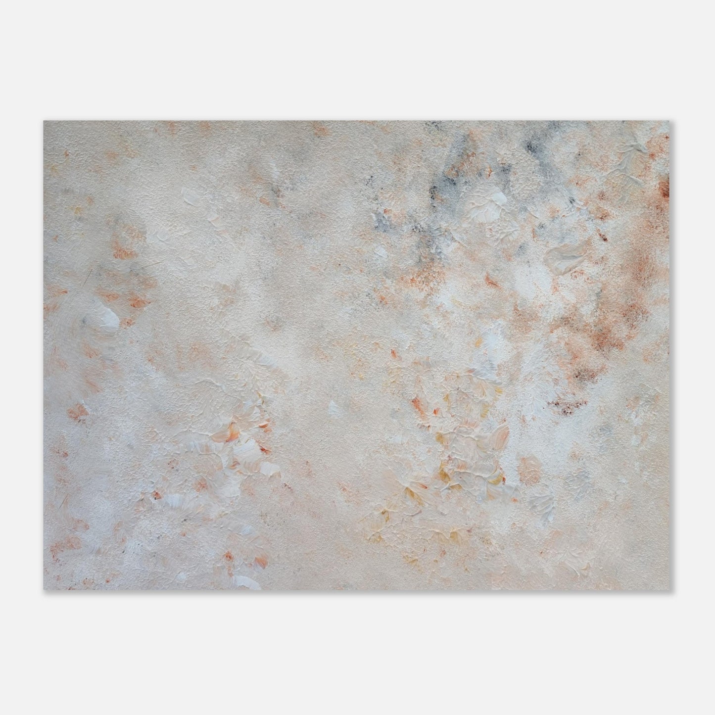 beige, brown and gold, Feel good one of one-of-a-kind colorful art poster based on original abstract art created by up-and-coming artist Jeanette Haga as decor for modern home on a white wall