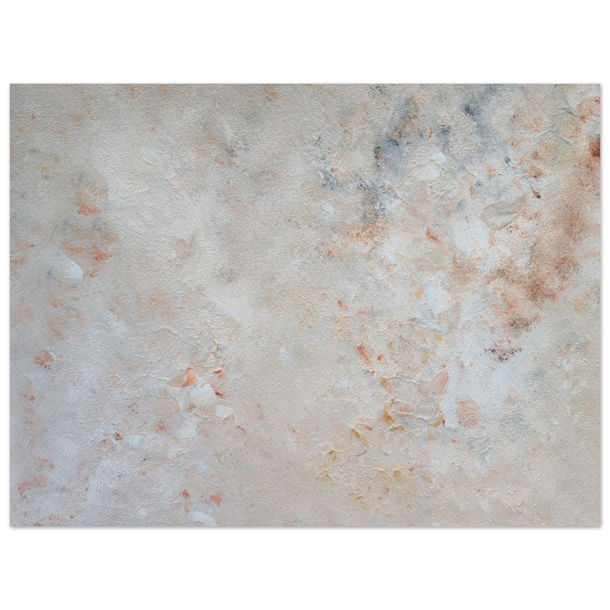 beige, brown and gold, Feel good one of one-of-a-kind colorful art poster based on original abstract art created by up-and-coming artist Jeanette Haga as decor for modern home on a white wall