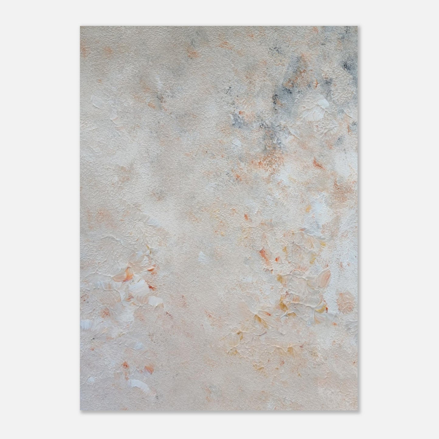 beige, brown and gold, Feel good one of one-of-a-kind colorful art poster based on original abstract art created by up-and-coming artist Jeanette Haga as decor for modern home on a white wall