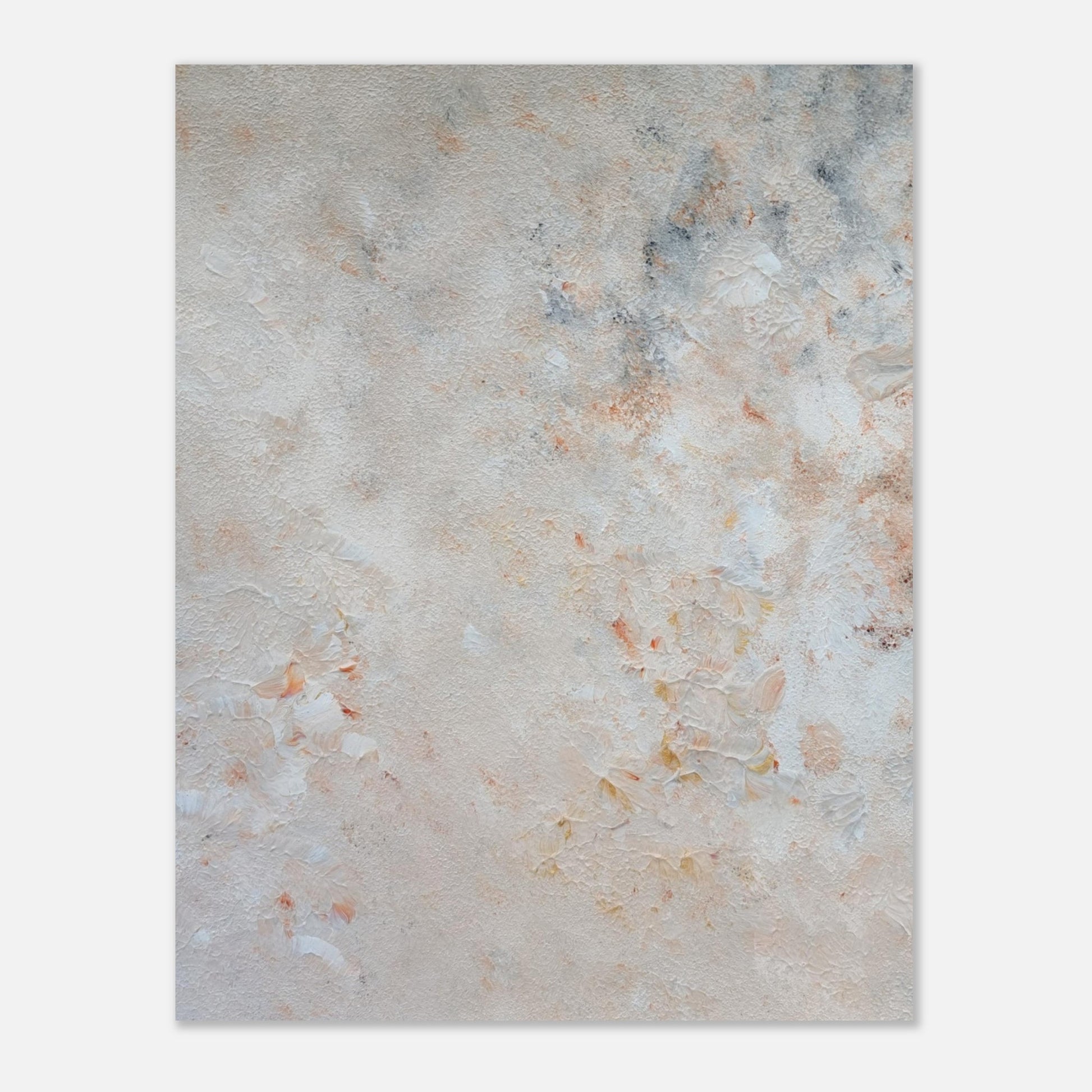 beige, brown and gold, Feel good one of one-of-a-kind colorful art poster based on original abstract art created by up-and-coming artist Jeanette Haga as decor for modern home on a white wall