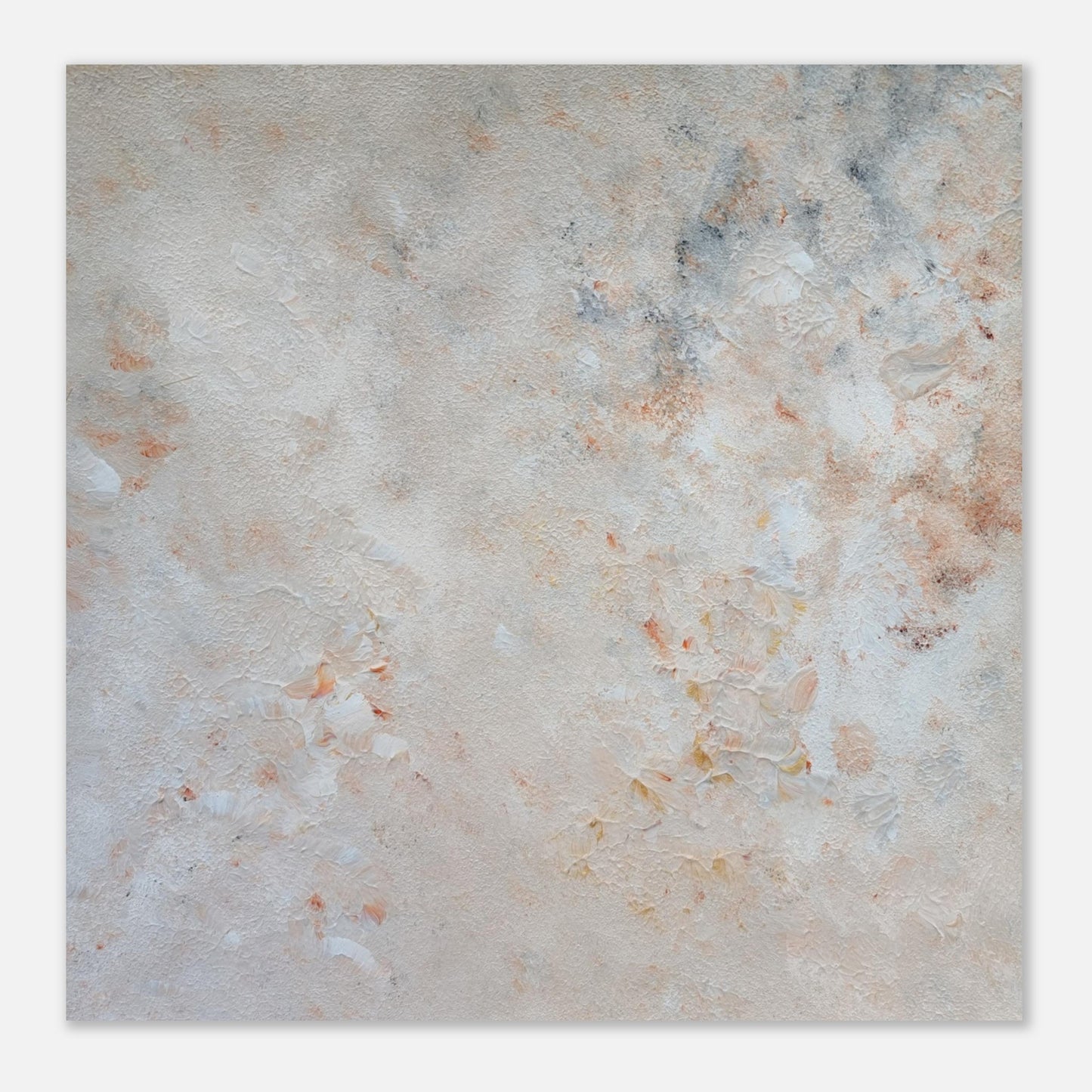 beige, brown and gold, Feel good one of one-of-a-kind colorful art poster based on original abstract art created by up-and-coming artist Jeanette Haga as decor for modern home on a white wall