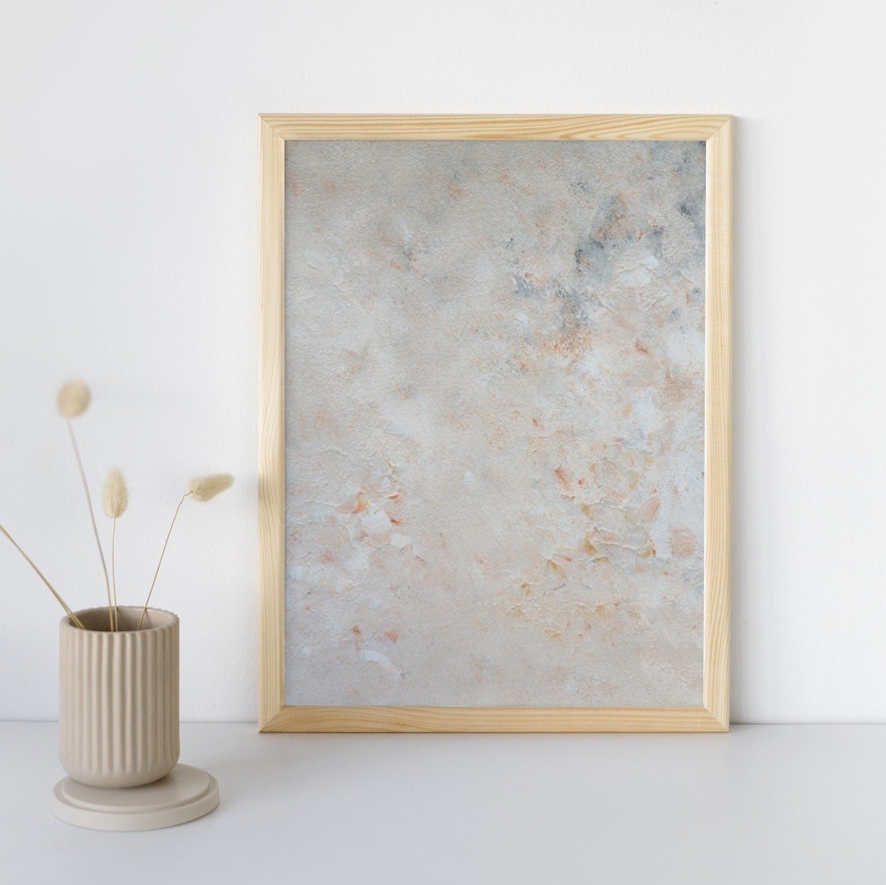 beige, brown and gold, Feel good one of one-of-a-kind colorful art poster based on original abstract art created by up-and-coming artist Jeanette Haga as decor for modern home