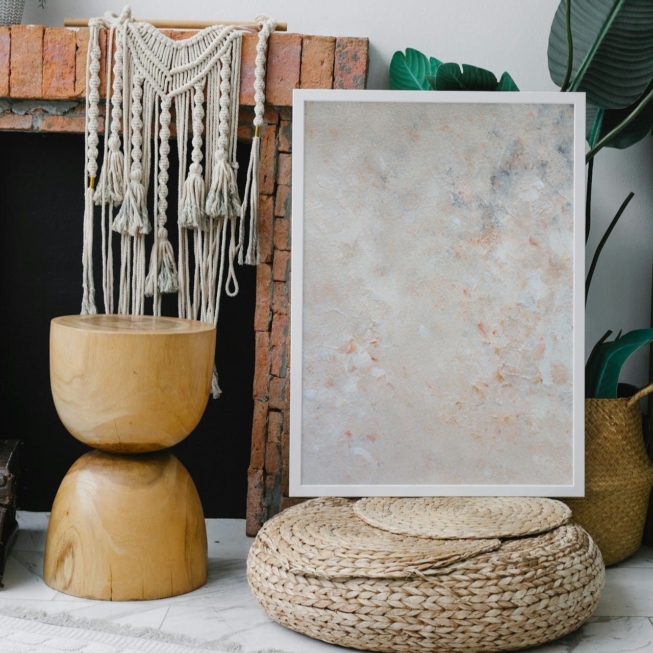 beige, brown and gold, Feel good one of one-of-a-kind colorful art poster based on original abstract art created by up-and-coming artist Jeanette Haga as decor for modern home