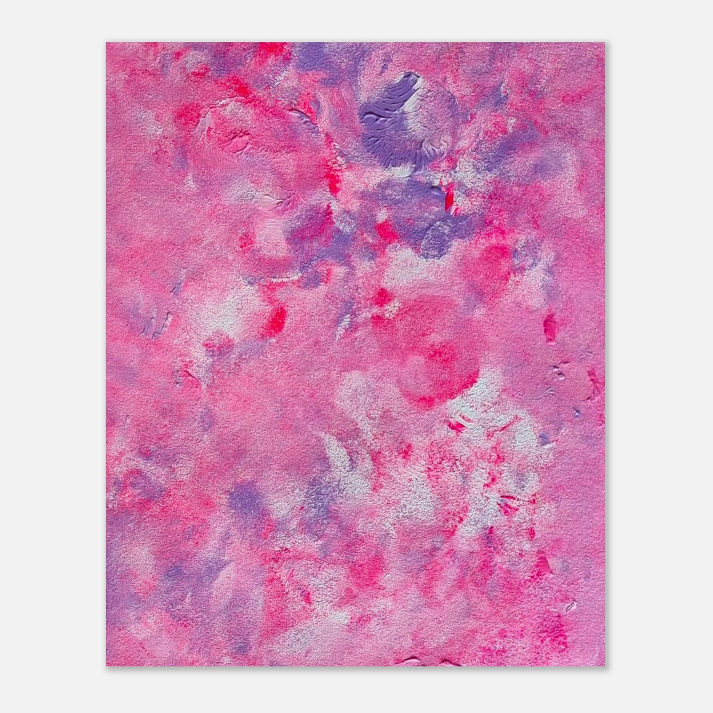 Bright pink, feel good one of a kind colorful abstract art poster based on original painting created by up and coming Scandinavian artist Jeanette Haga as decor for modern homes