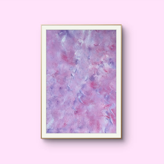 purple, Feel good one of one-of-a-kind colorful original abstract art created by up-and-coming scandinavian artist Jeanette Haga as decor in a modern home