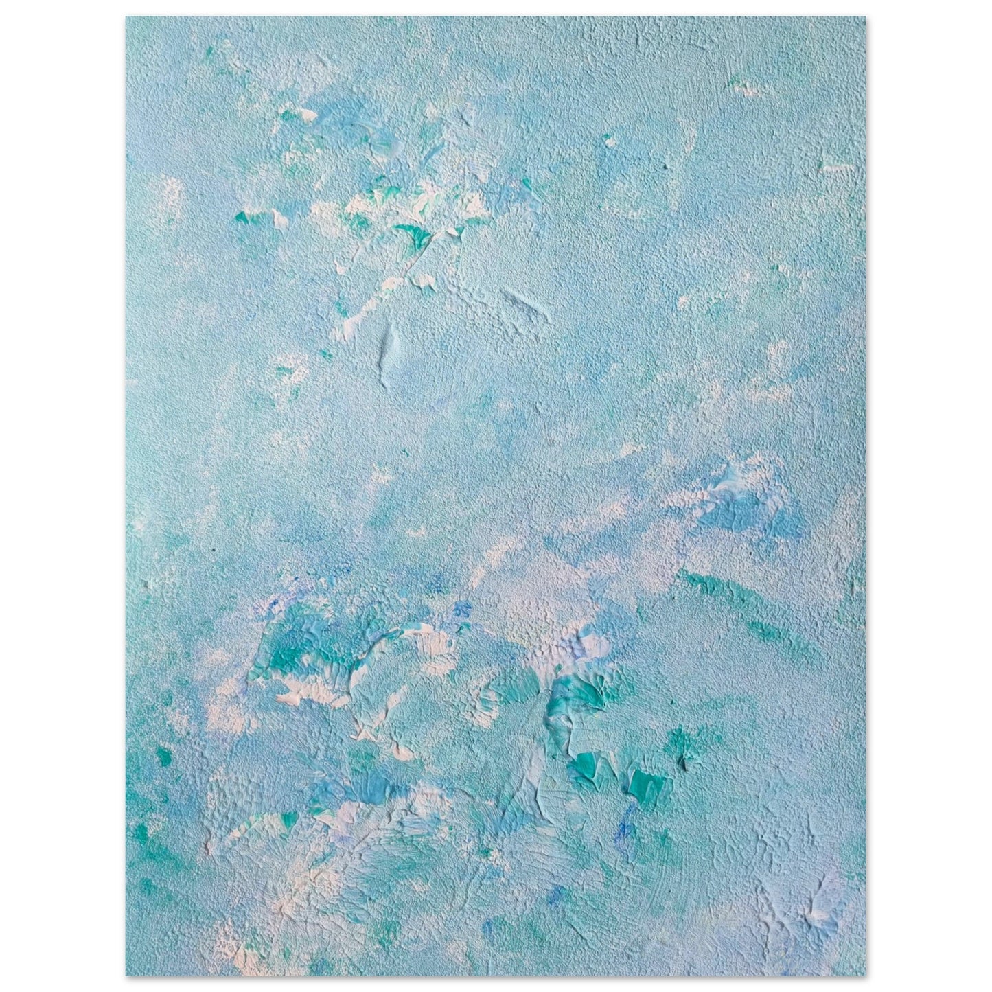 turquoise, Feel good one of one-of-a-kind colorful art poster based on original abstract art created by up-and-coming artist Scandinavian Jeanette Haga as decor for modern home on a white wall