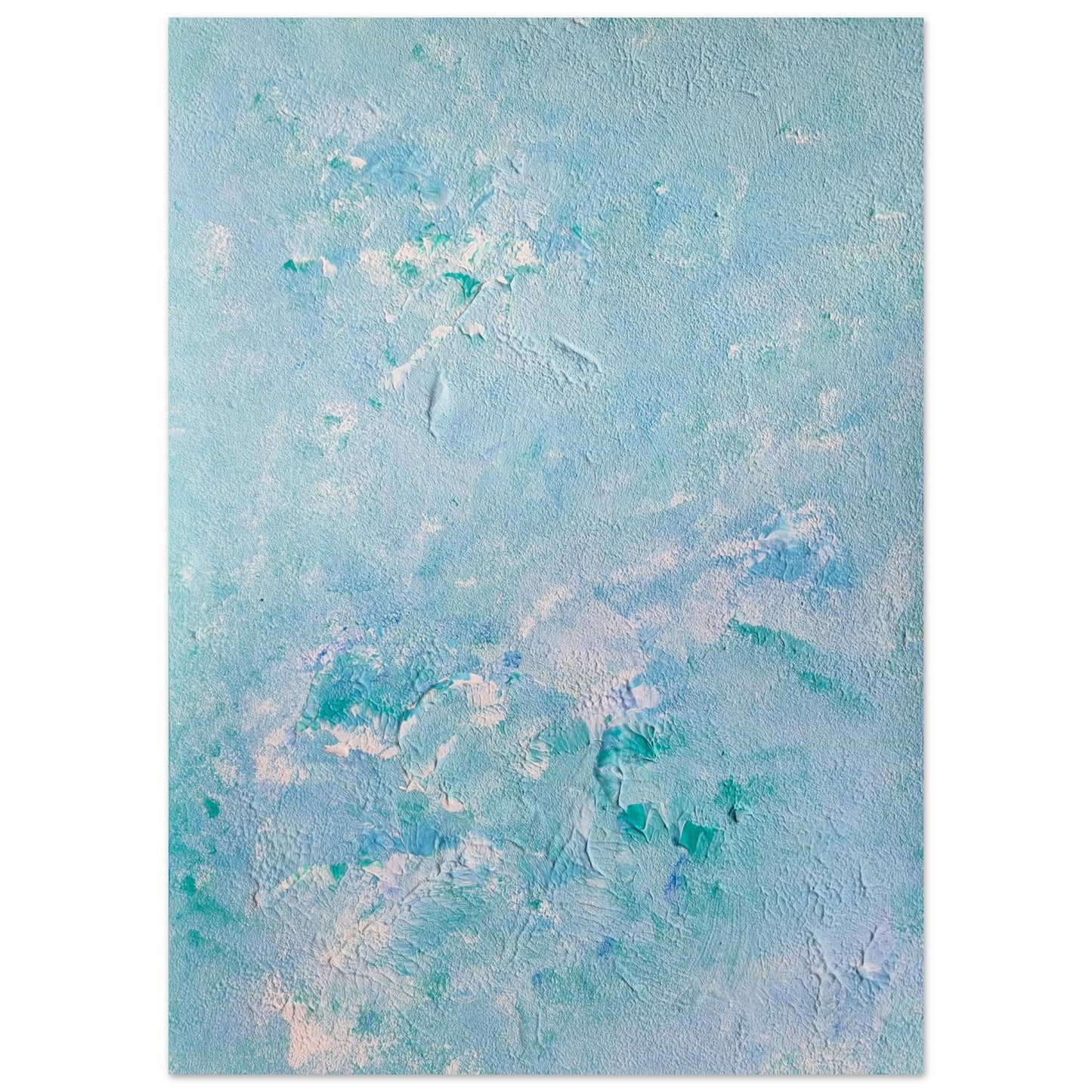 turquoise, Feel good one of one-of-a-kind colorful art poster based on original abstract art created by up-and-coming artist Scandinavian Jeanette Haga as decor for modern home on a white wall