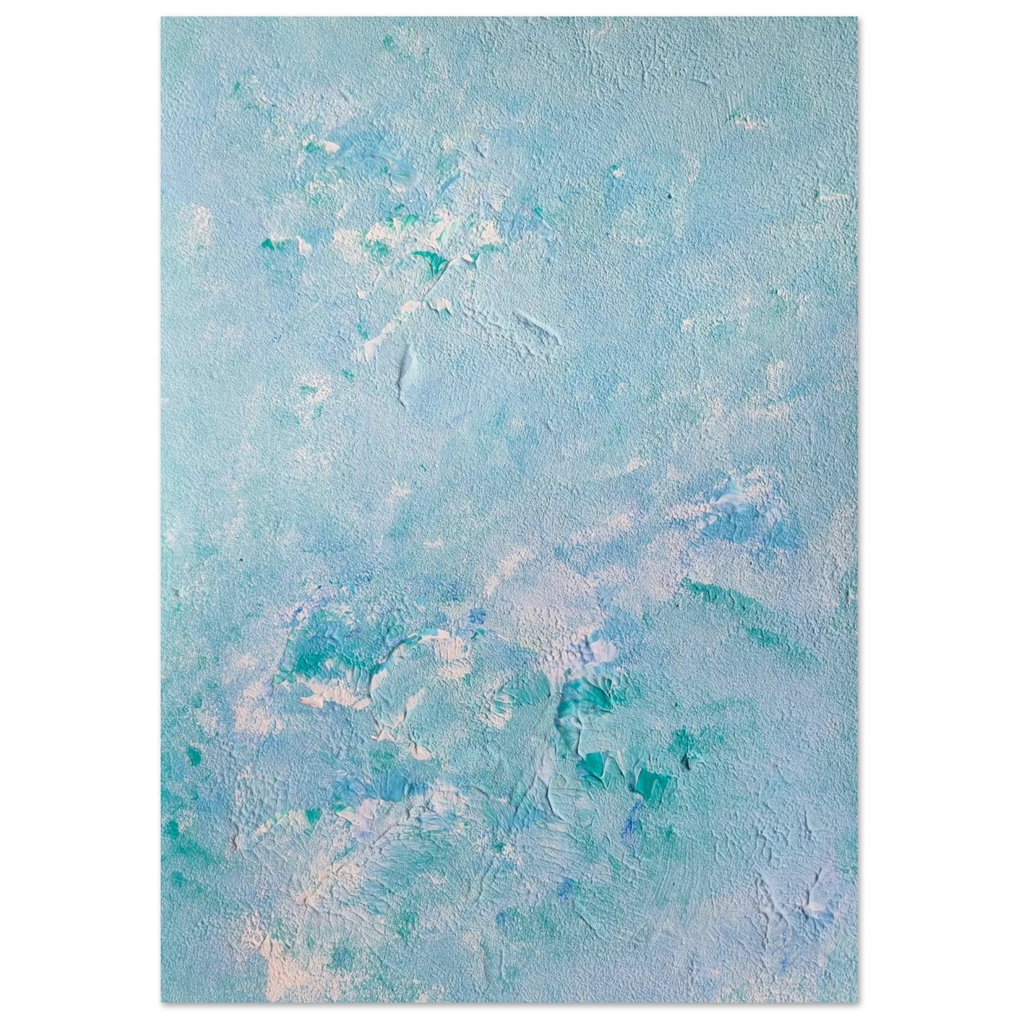 turquoise, Feel good one of one-of-a-kind colorful art poster based on original abstract art created by up-and-coming artist Scandinavian Jeanette Haga as decor for modern home on a white wall