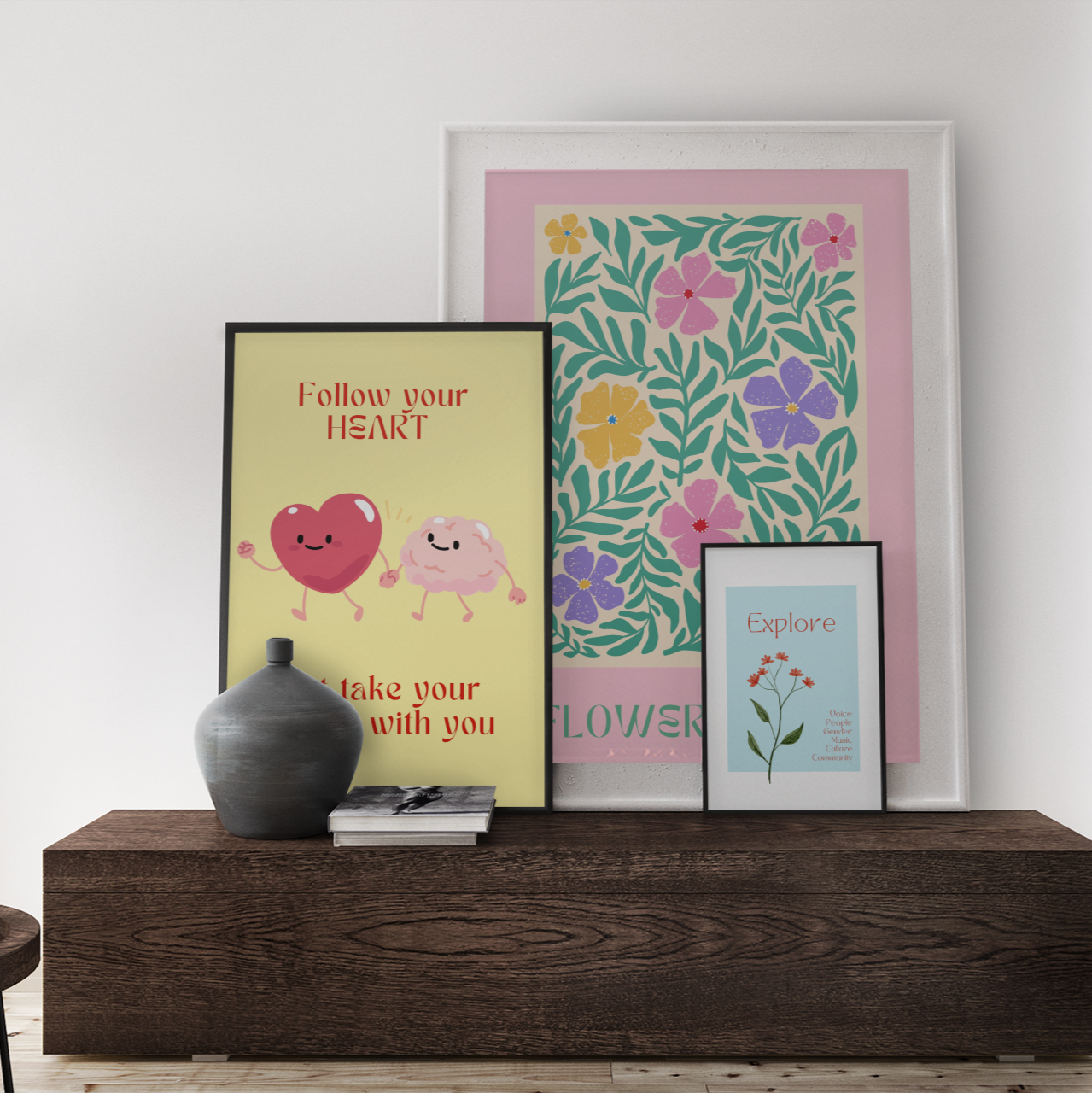 Feel good pastel pink digital art created by up and coming scandinavian artist Jeanette Haga as decor for modern homes