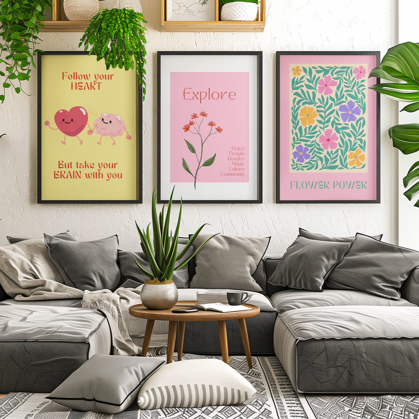 Feel good pastel pink digital art created by up and coming scandinavian artist Jeanette Haga as decor for modern homes