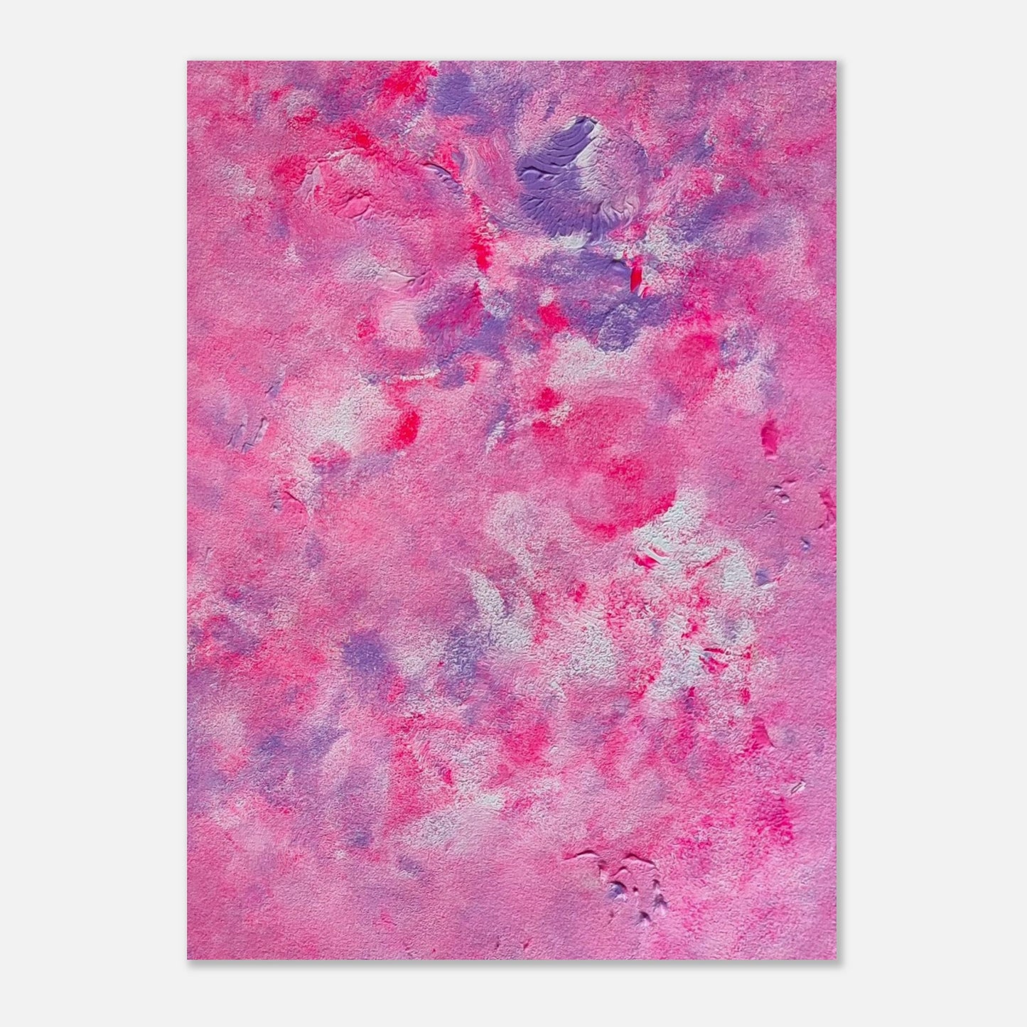 Pink, purple and white abstract art poster on a white background