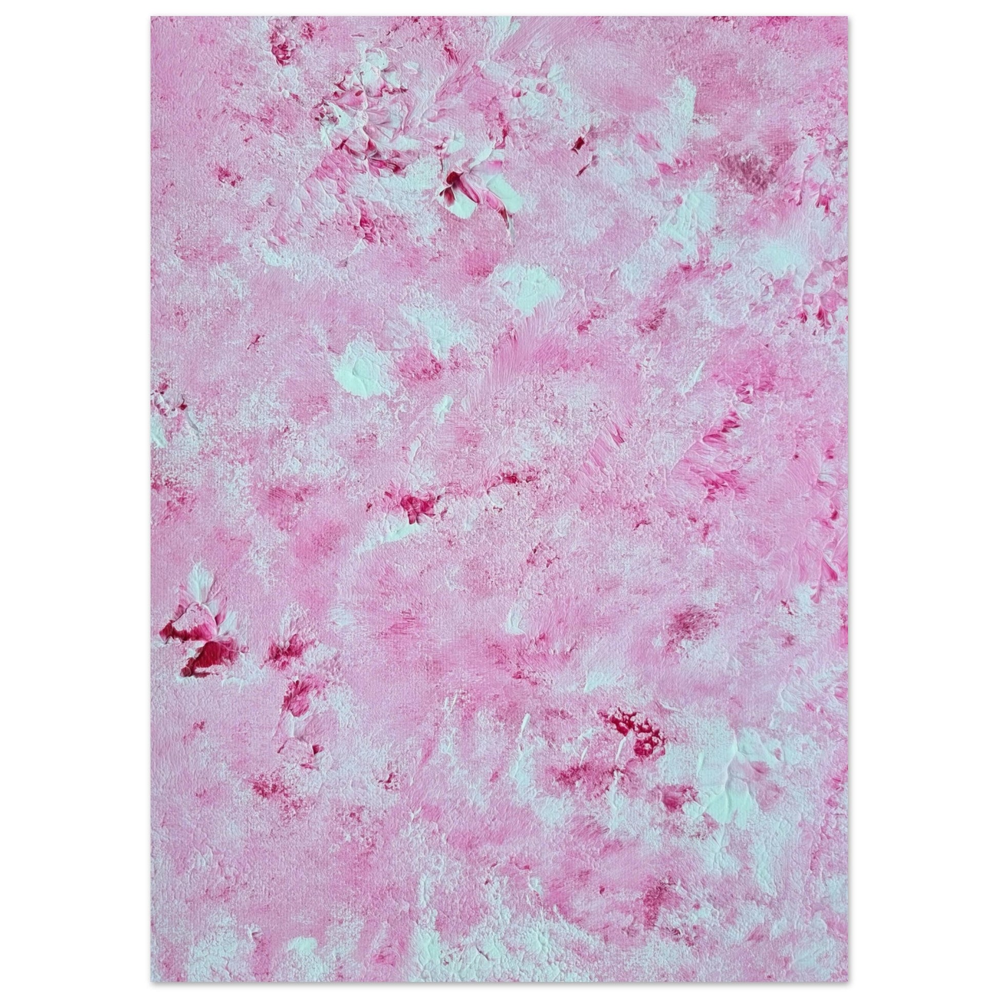 Red and white, Feel good one of one-of-a-kind colorful abstract art poster created from an original painting by up-and-coming scandinavian artist Jeanette Haga as decor in a modern home

