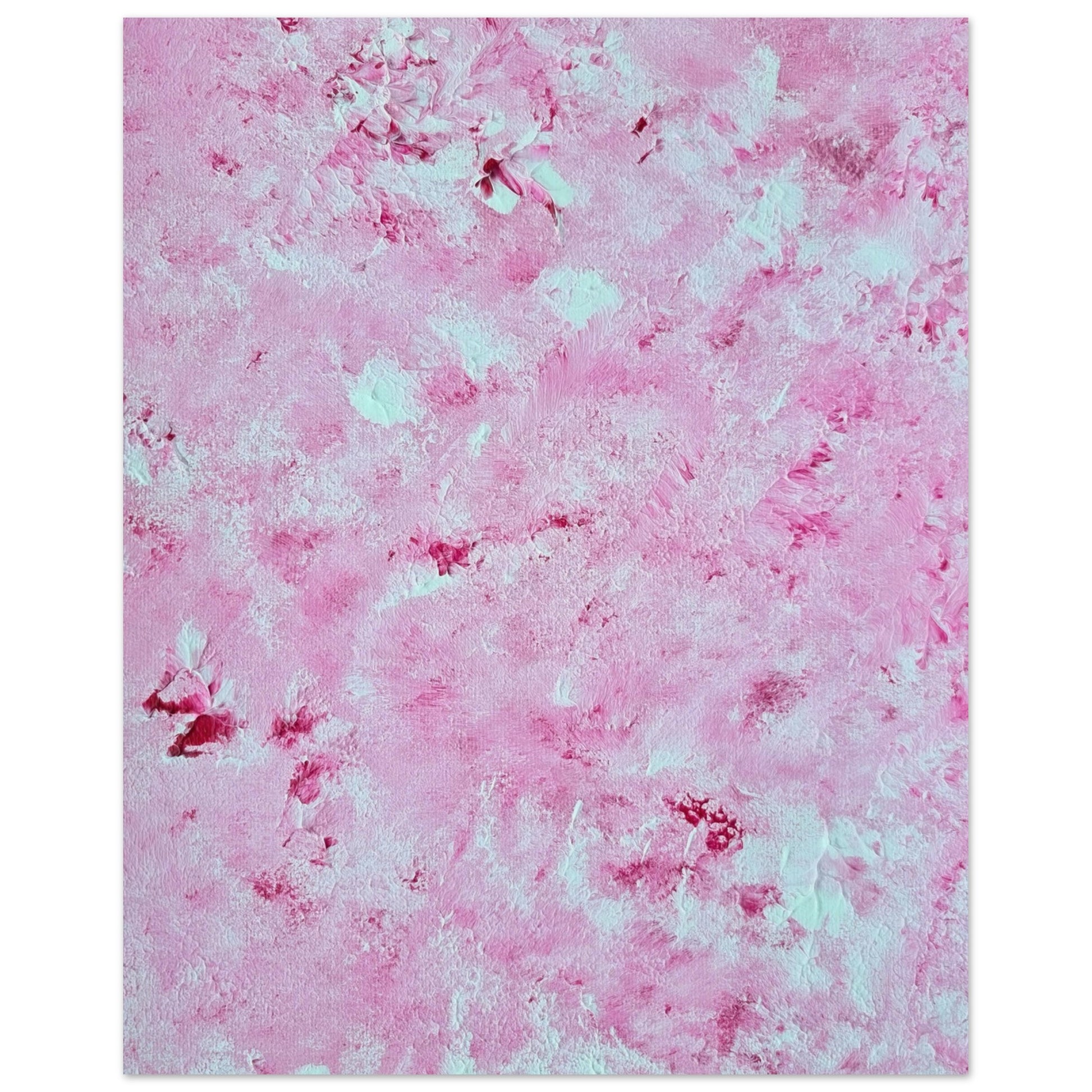 Red and white, Feel good one of one-of-a-kind colorful abstract art poster created from an original painting by up-and-coming scandinavian artist Jeanette Haga as decor in a modern home
