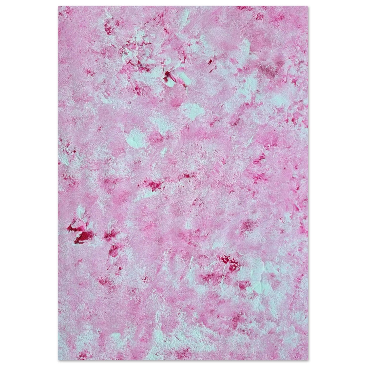 Red and white, Feel good one of one-of-a-kind colorful abstract art poster created from an original painting by up-and-coming scandinavian artist Jeanette Haga as decor in a modern home
