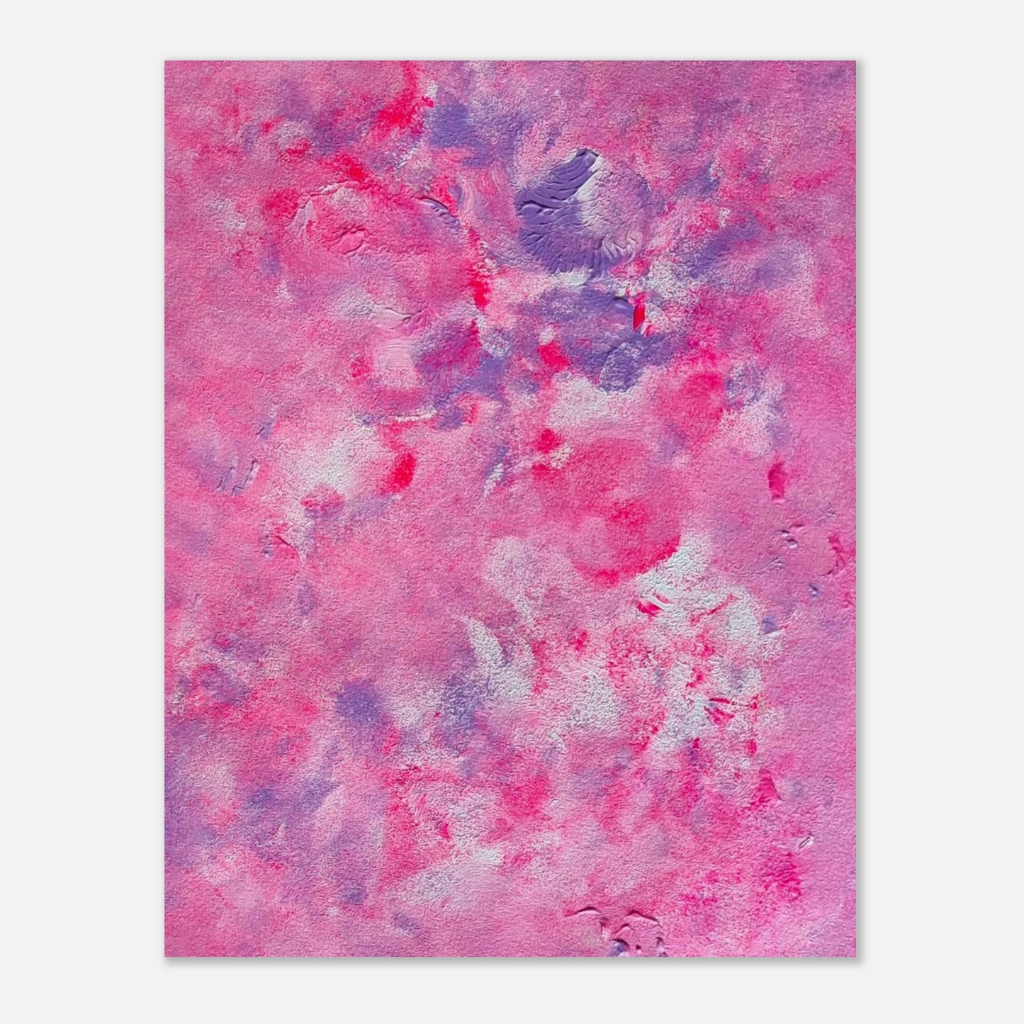 Pink, purple and white abstract art poster on a white background