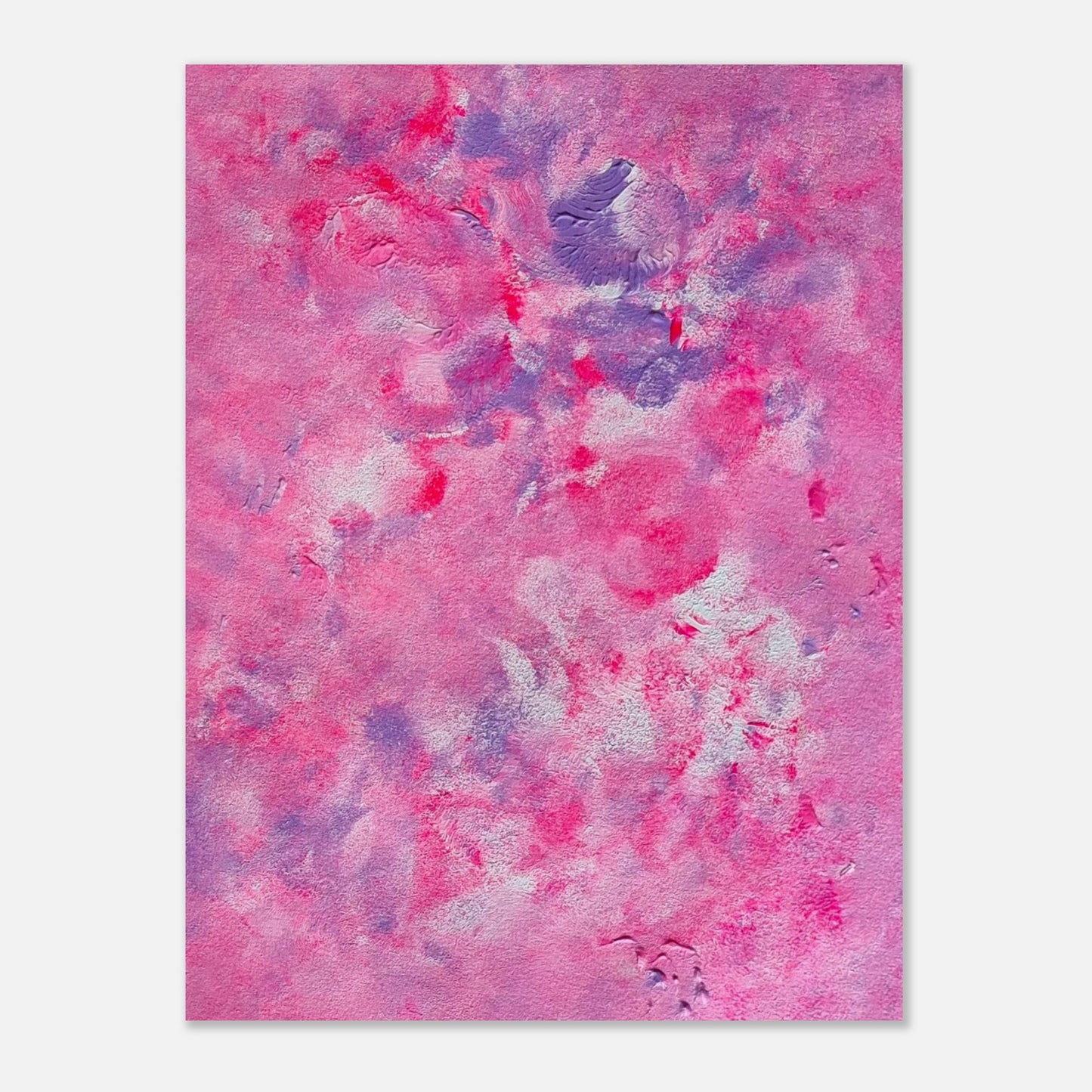 Pink, purple and white abstract art poster on a white background