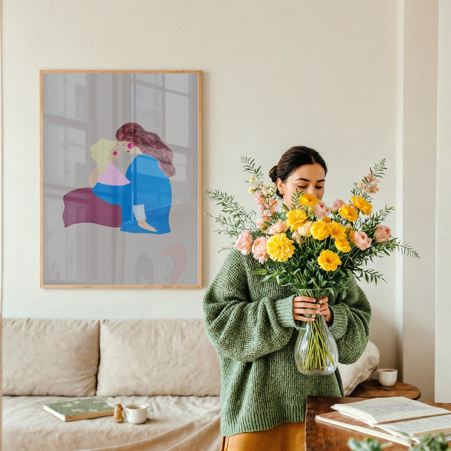 A Mother's Love Grey Vertical - Fine Art Poster