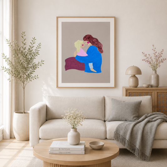 A Mother's Love Grey Vertical - Fine Art Poster