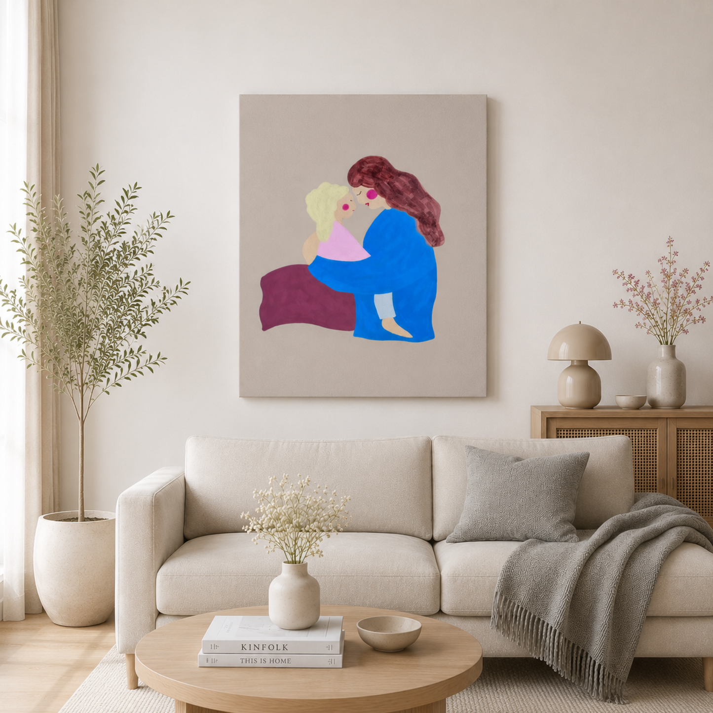 A Mother's Love Grey Vertical - Canvas Print