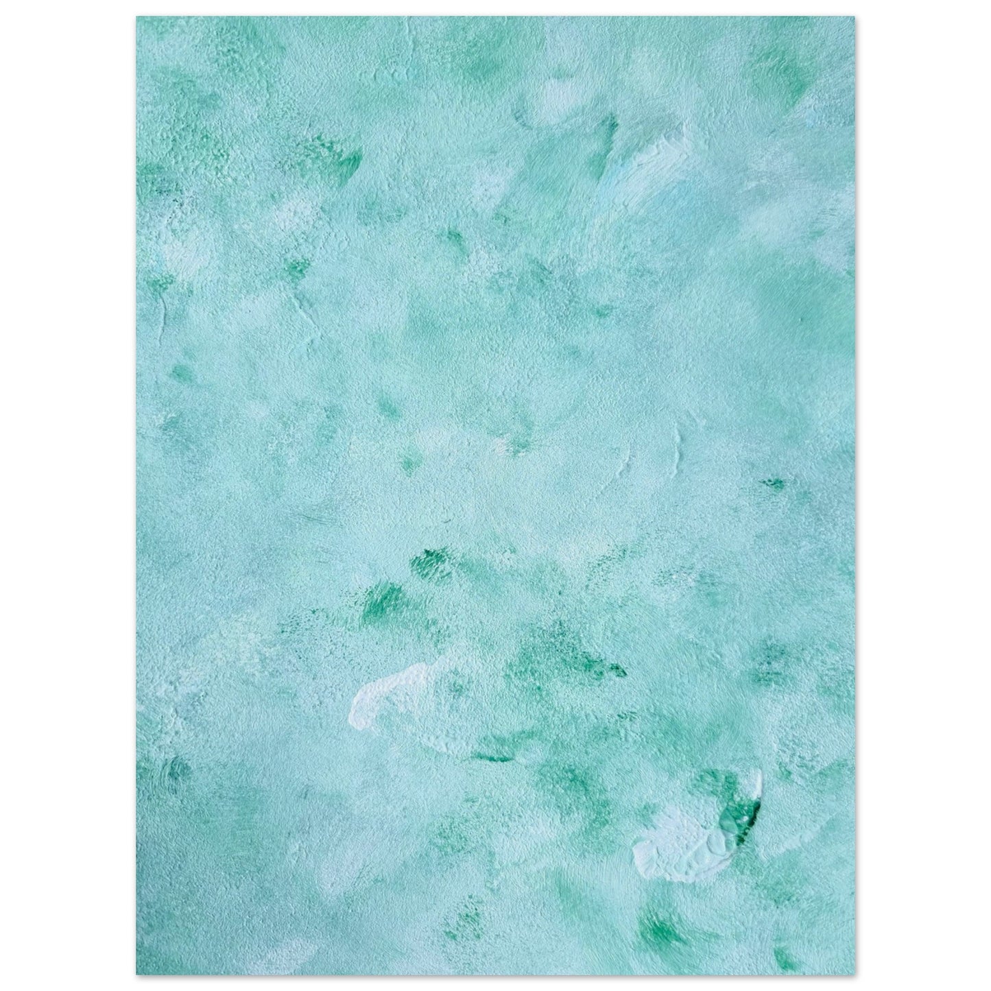 mint, green Feel good one of one-of-a-kind colorful art poster based on original abstract art created by up-and-coming artist Scandinavian Jeanette Haga as decor for modern home on a white wall
