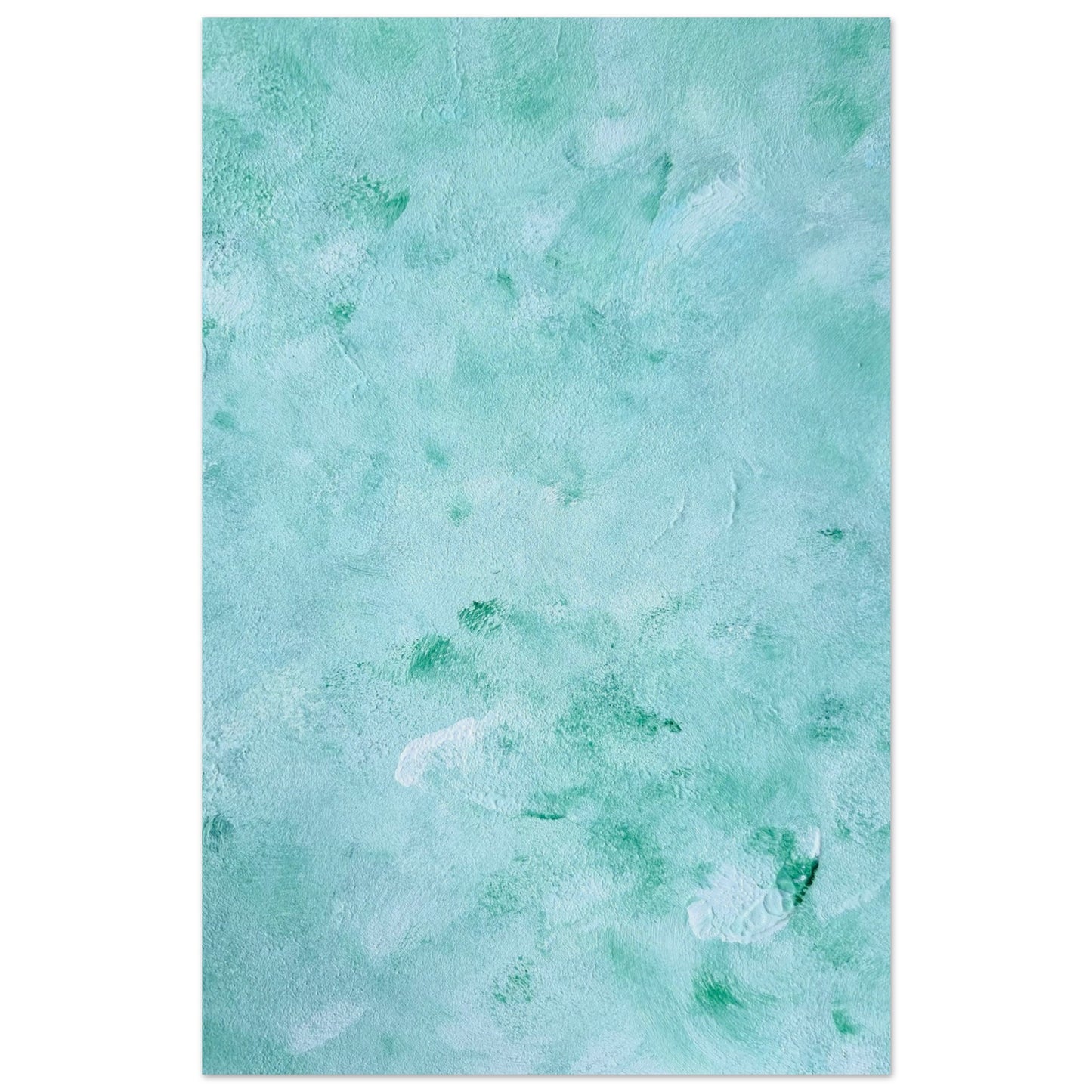 mint, green Feel good one of one-of-a-kind colorful art poster based on original abstract art created by up-and-coming artist Scandinavian Jeanette Haga as decor for modern home on a white wall
