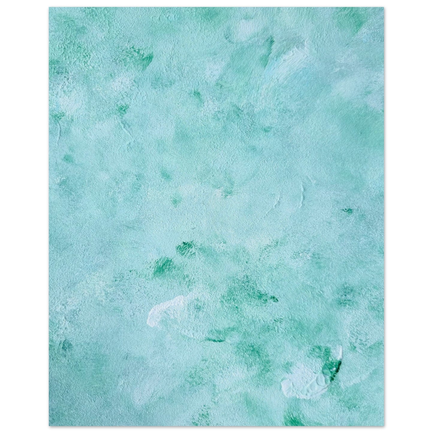 mint, green Feel good one of one-of-a-kind colorful art poster based on original abstract art created by up-and-coming artist Scandinavian Jeanette Haga as decor for modern home on a white wall
