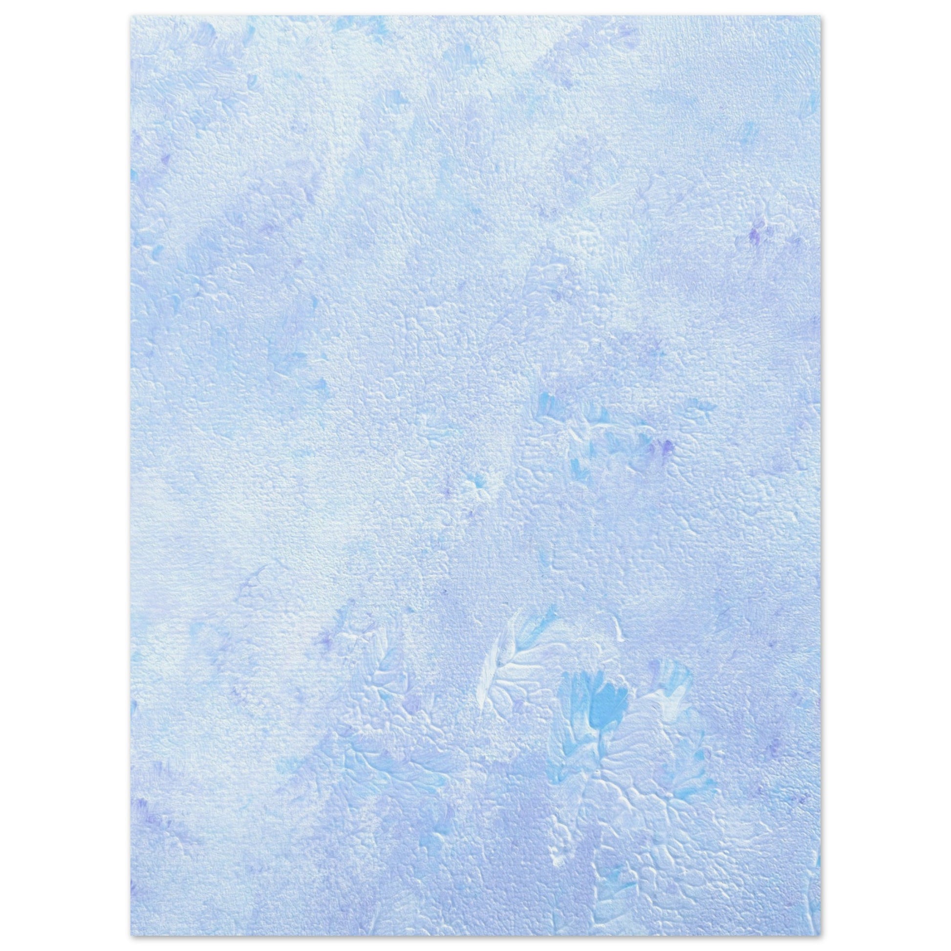 Pastel blue, Feel good one-of-a-kind colorful abstract art poster created from an original painting by up-and-coming scandinavian artist Jeanette Haga as decor hanging vertically on a white wall