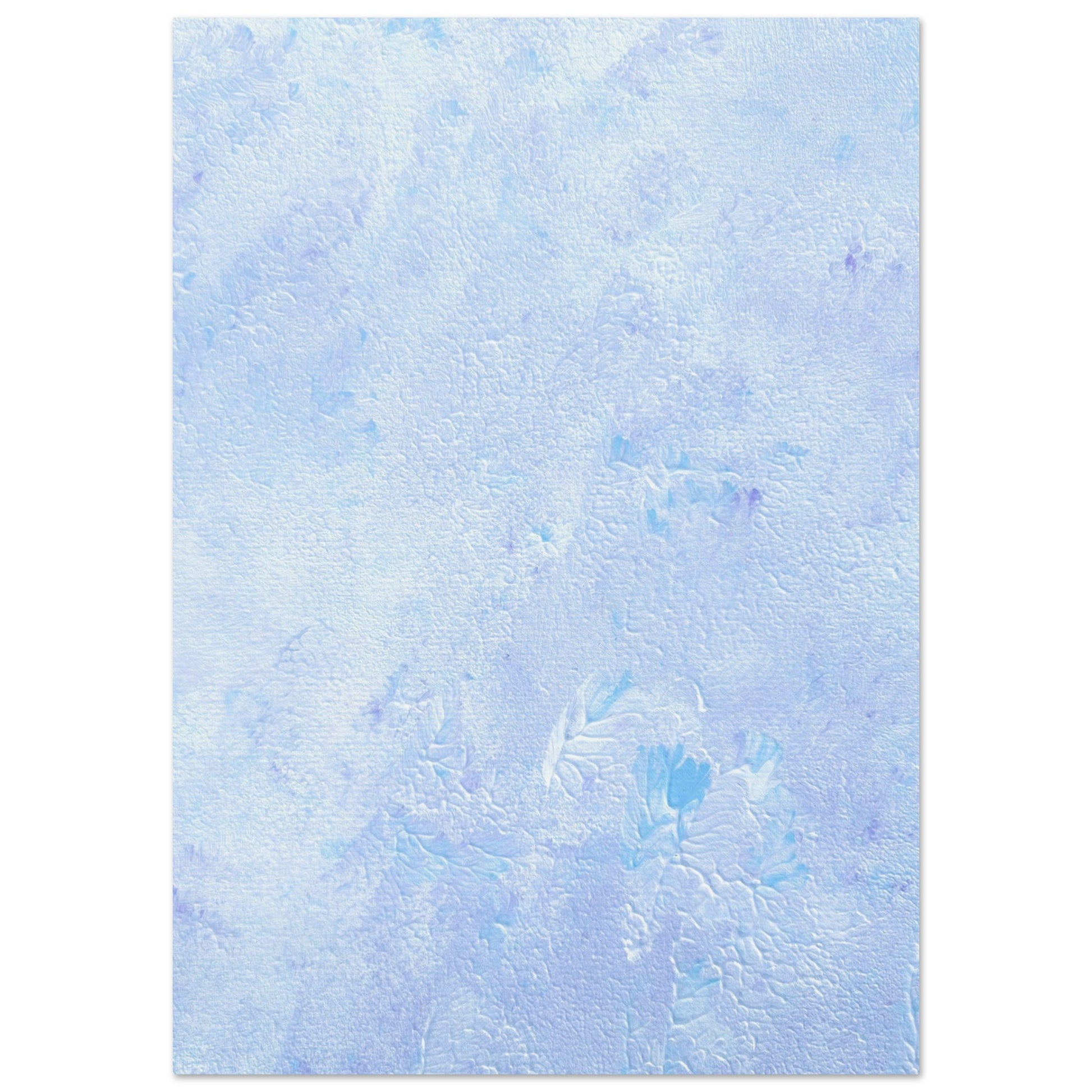 Pastel blue, Feel good one-of-a-kind colorful abstract art poster created from an original painting by up-and-coming scandinavian artist Jeanette Haga as decor hanging vertically on a white wall
