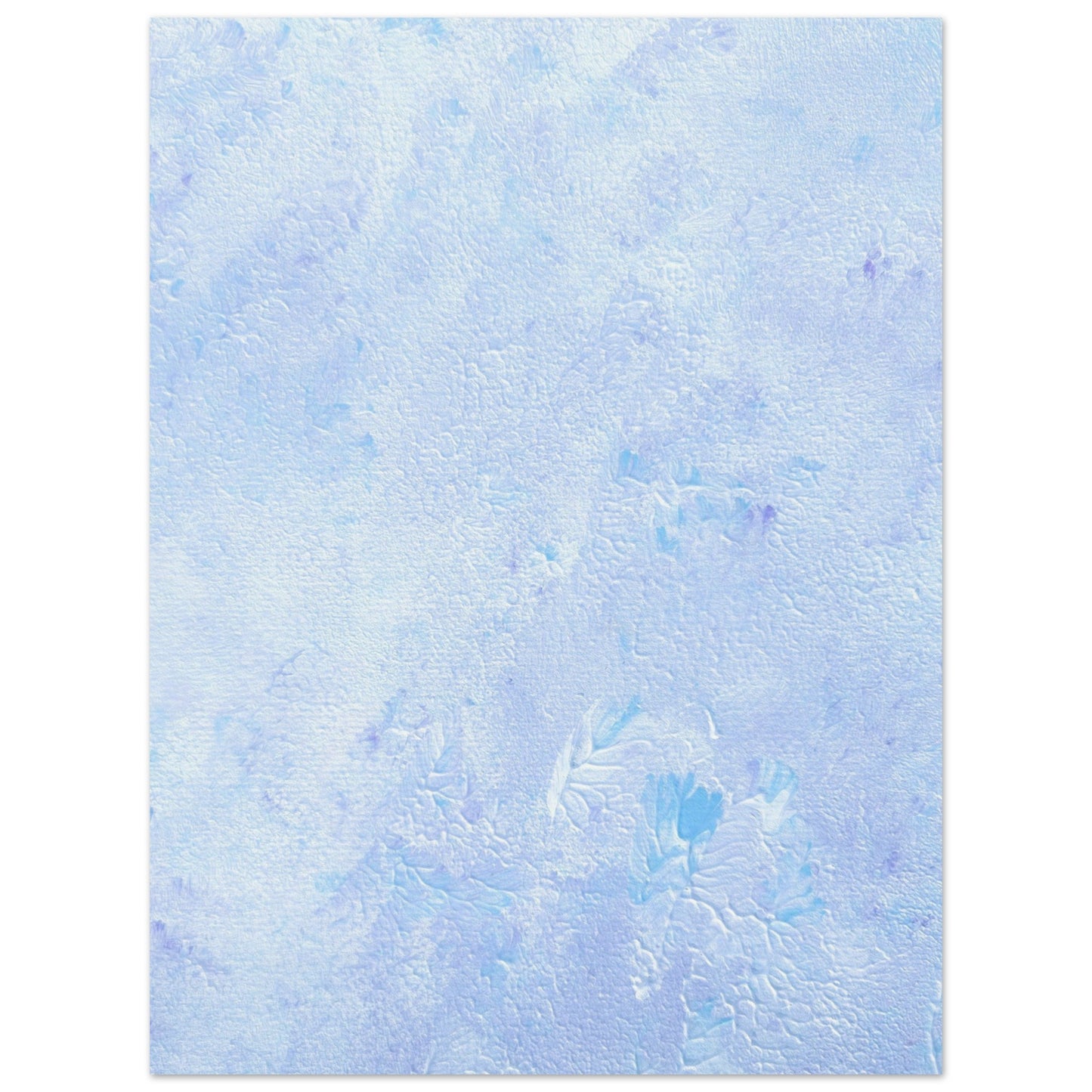 Pastel blue, Feel good one-of-a-kind colorful abstract art poster created from an original painting by up-and-coming scandinavian artist Jeanette Haga as decor hanging vertically on a white wall
