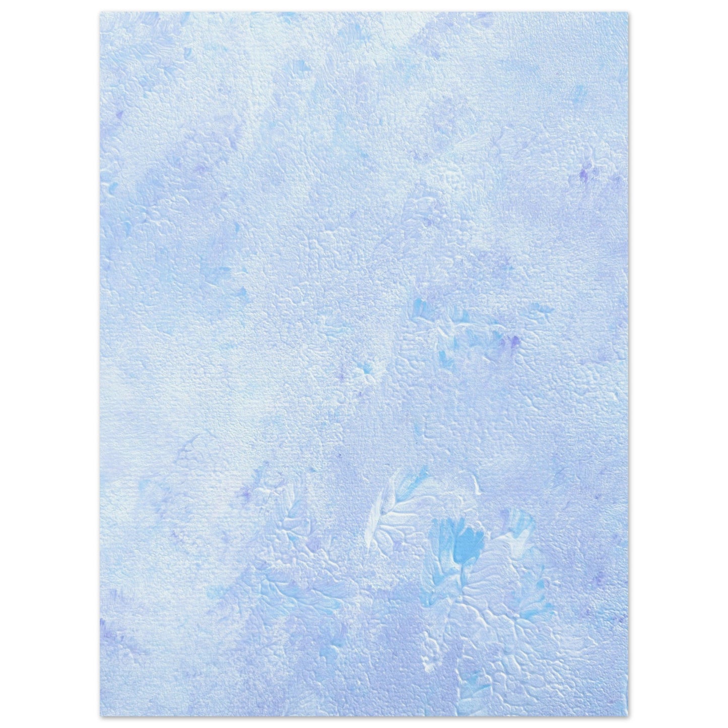 Pastel blue, Feel good one-of-a-kind colorful abstract art poster created from an original painting by up-and-coming scandinavian artist Jeanette Haga as decor hanging vertically on a white wall
