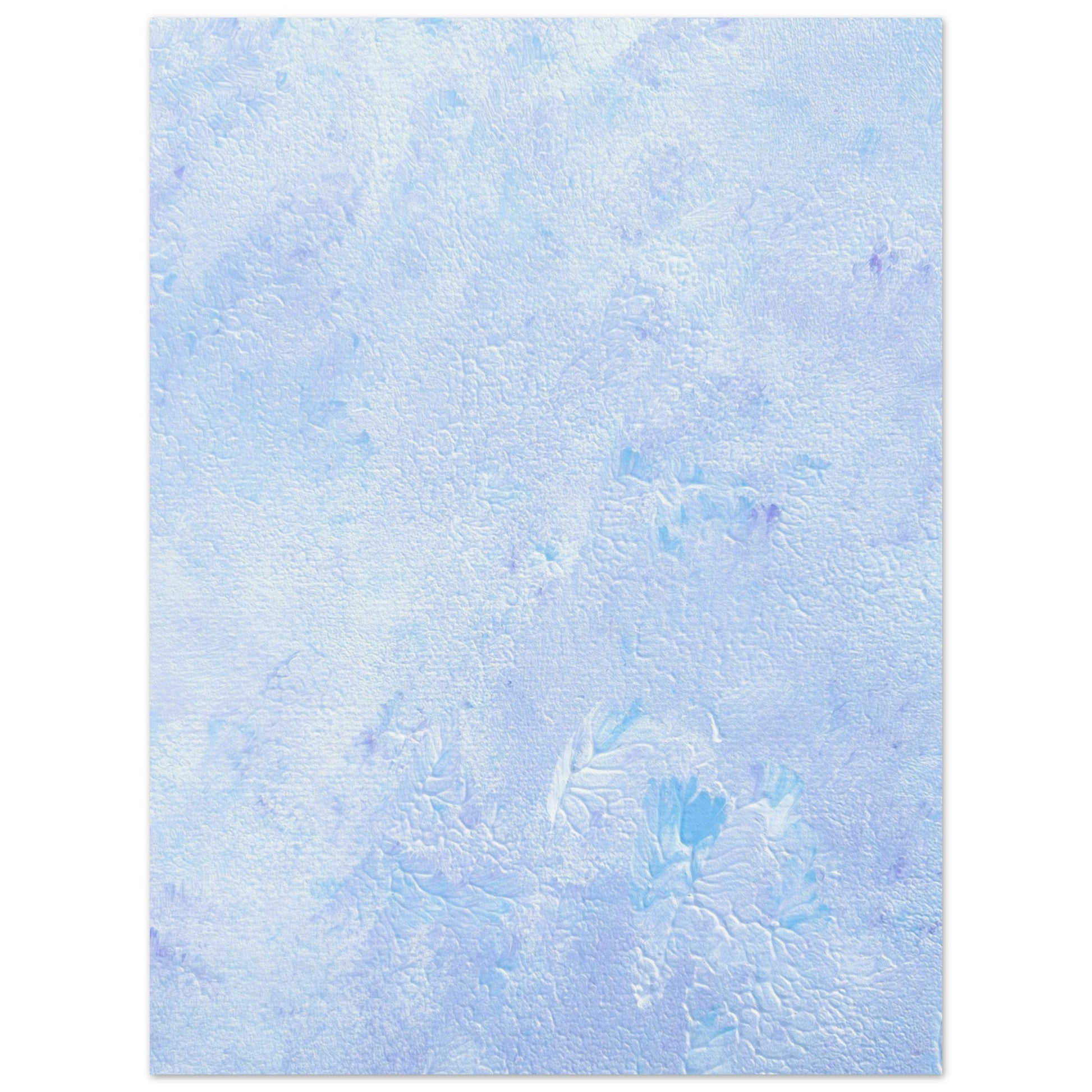 Pastel blue, Feel good one-of-a-kind colorful abstract art poster created from an original painting by up-and-coming scandinavian artist Jeanette Haga as decor hanging vertically on a white wall
