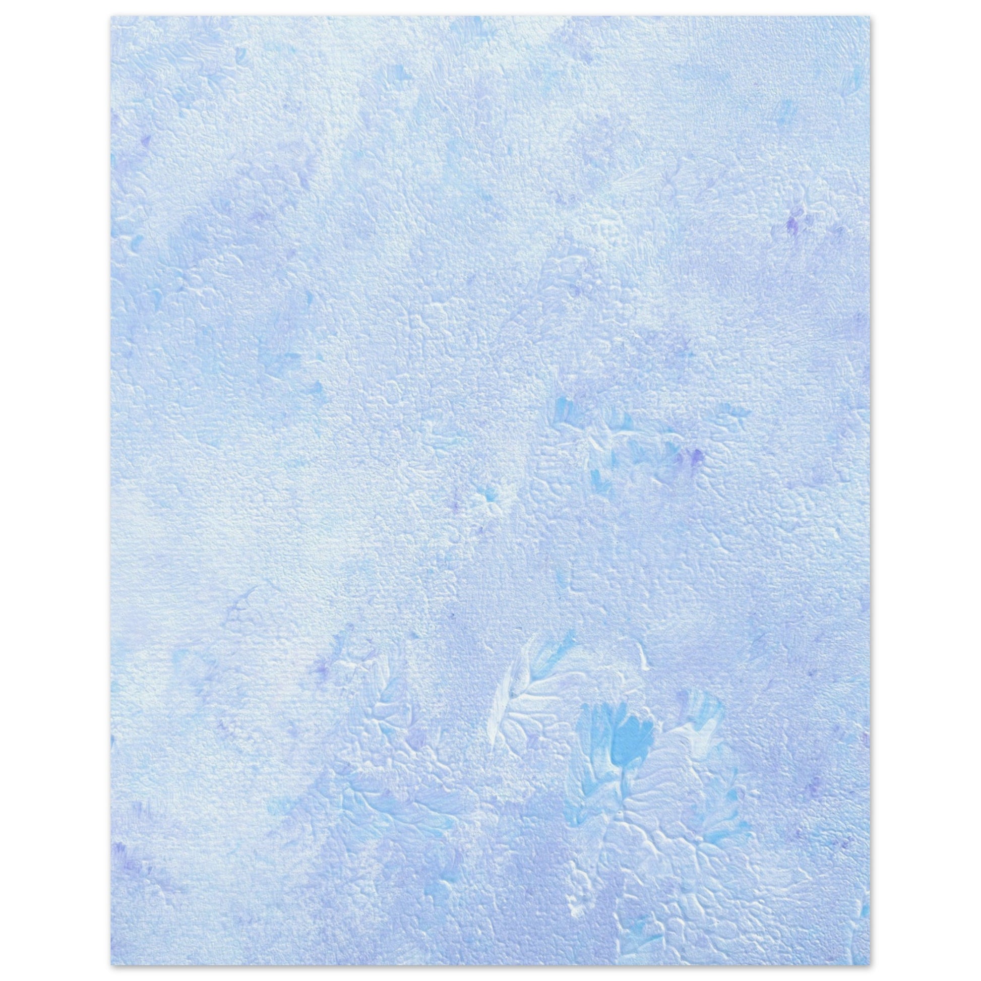 Pastel blue, Feel good one-of-a-kind colorful abstract art poster created from an original painting by up-and-coming scandinavian artist Jeanette Haga as decor hanging vertically on a white wall
