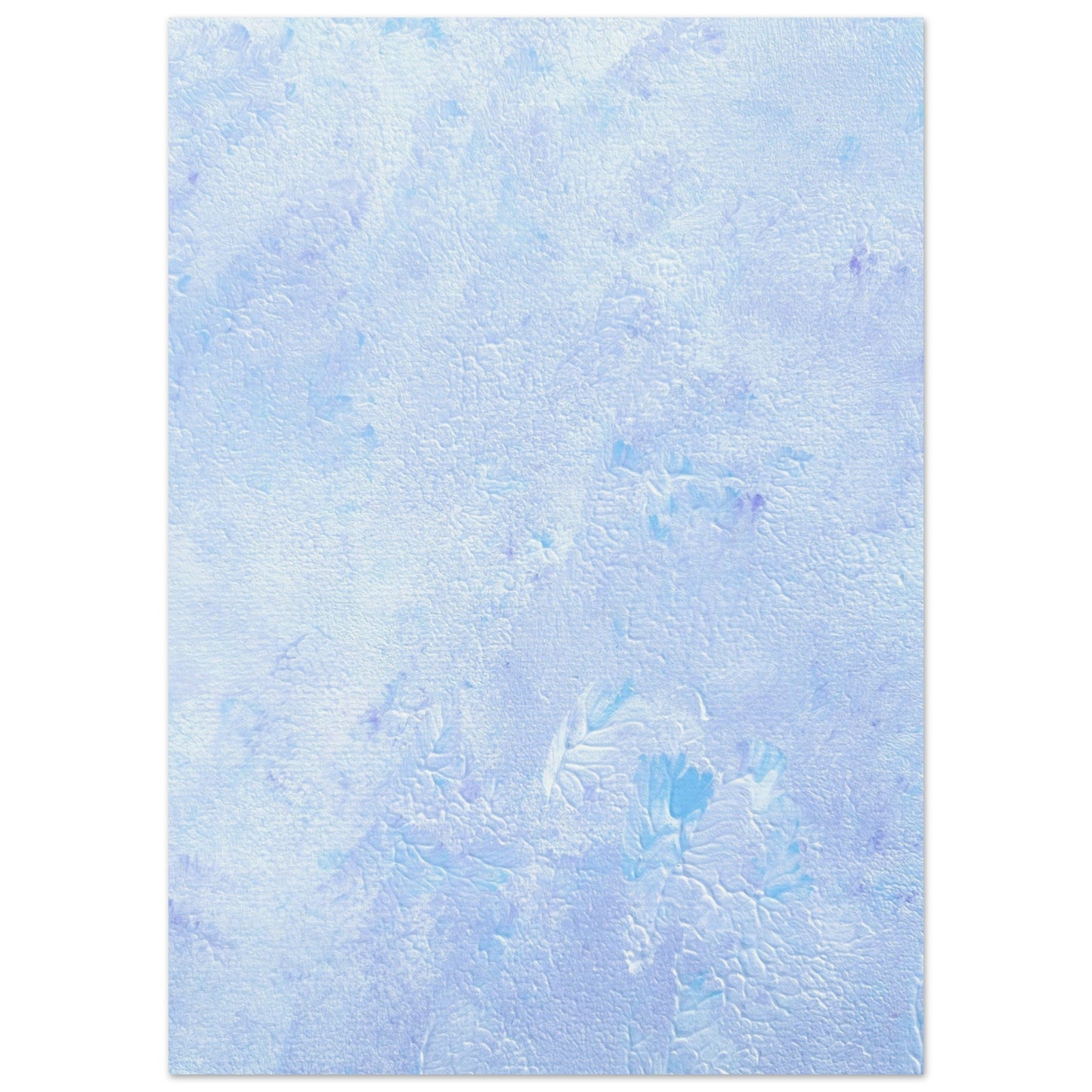 Pastel blue, Feel good one-of-a-kind colorful abstract art poster created from an original painting by up-and-coming scandinavian artist Jeanette Haga as decor hanging vertically on a white wall
