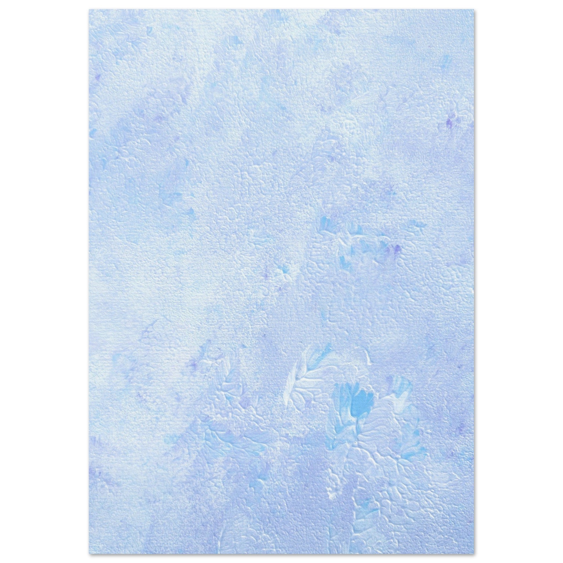 Pastel blue, Feel good one-of-a-kind colorful abstract art poster created from an original painting by up-and-coming scandinavian artist Jeanette Haga as decor hanging vertically on a white wall
