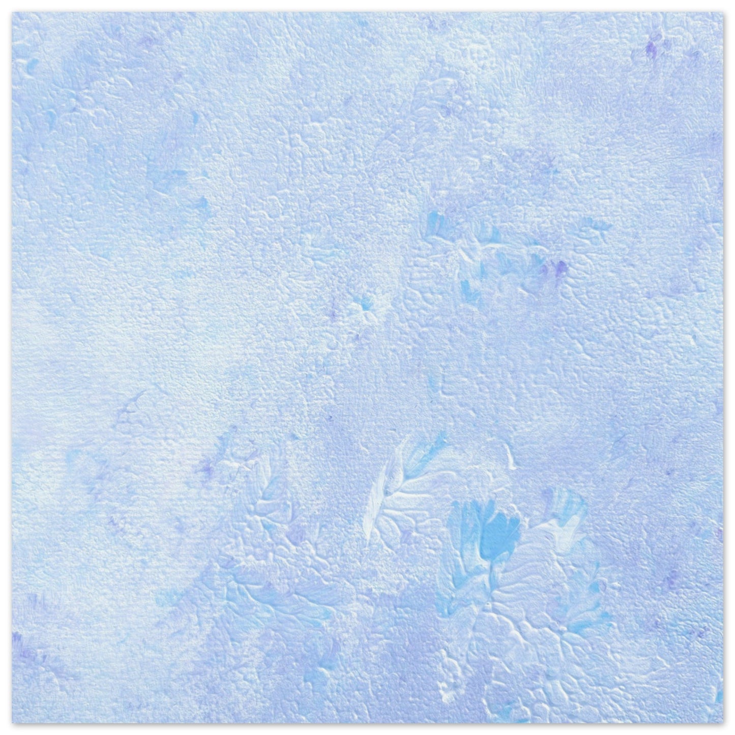 Pastel blue, Feel good one-of-a-kind colorful abstract art poster created from an original painting by up-and-coming scandinavian artist Jeanette Haga as decor on a white wall 