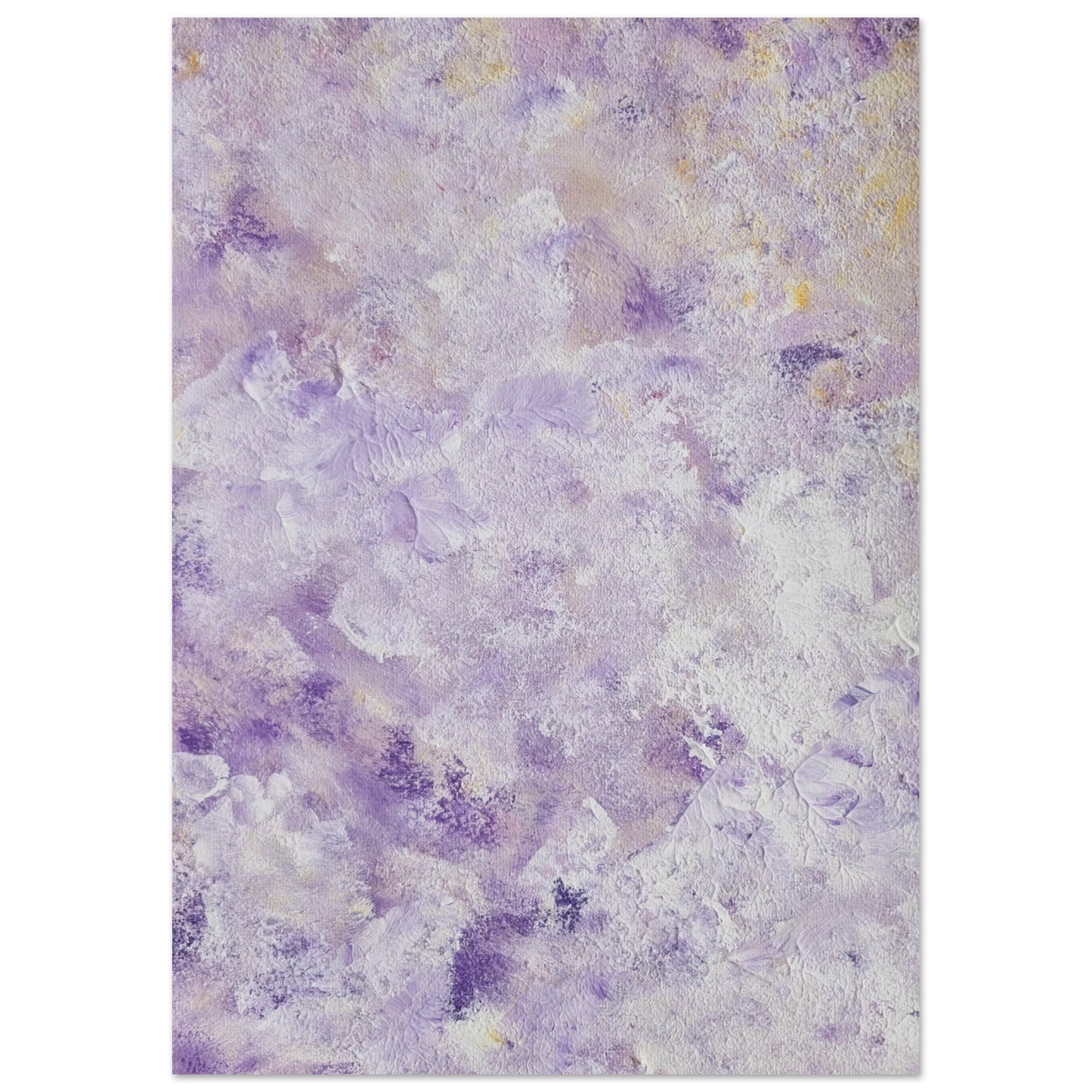 Purple, Feel good one of one-of-a-kind colorful art poster based on original abstract art created by up-and-coming artist Scandinavian Jeanette Haga as decor for modern home on a white wall