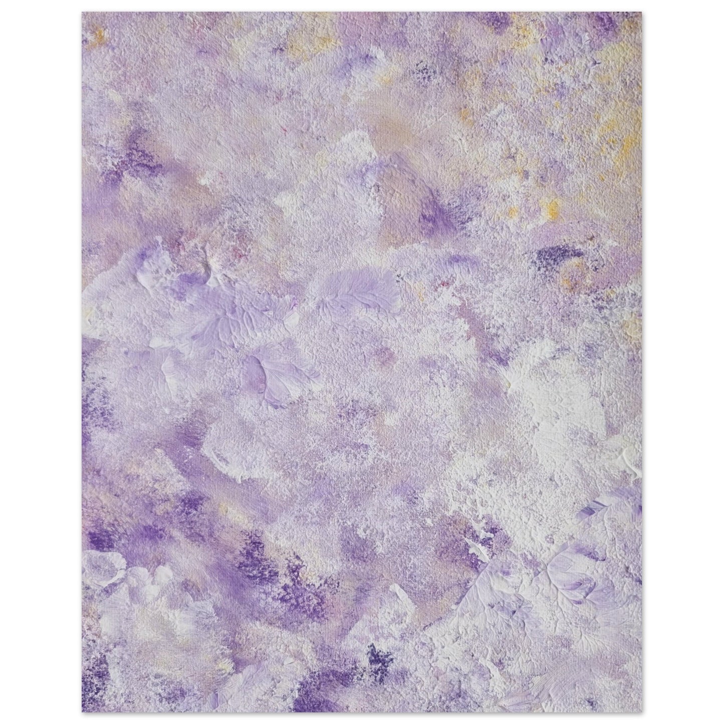 Purple, Feel good one of one-of-a-kind colorful art poster based on original abstract art created by up-and-coming artist Scandinavian Jeanette Haga as decor for modern home on a white wall